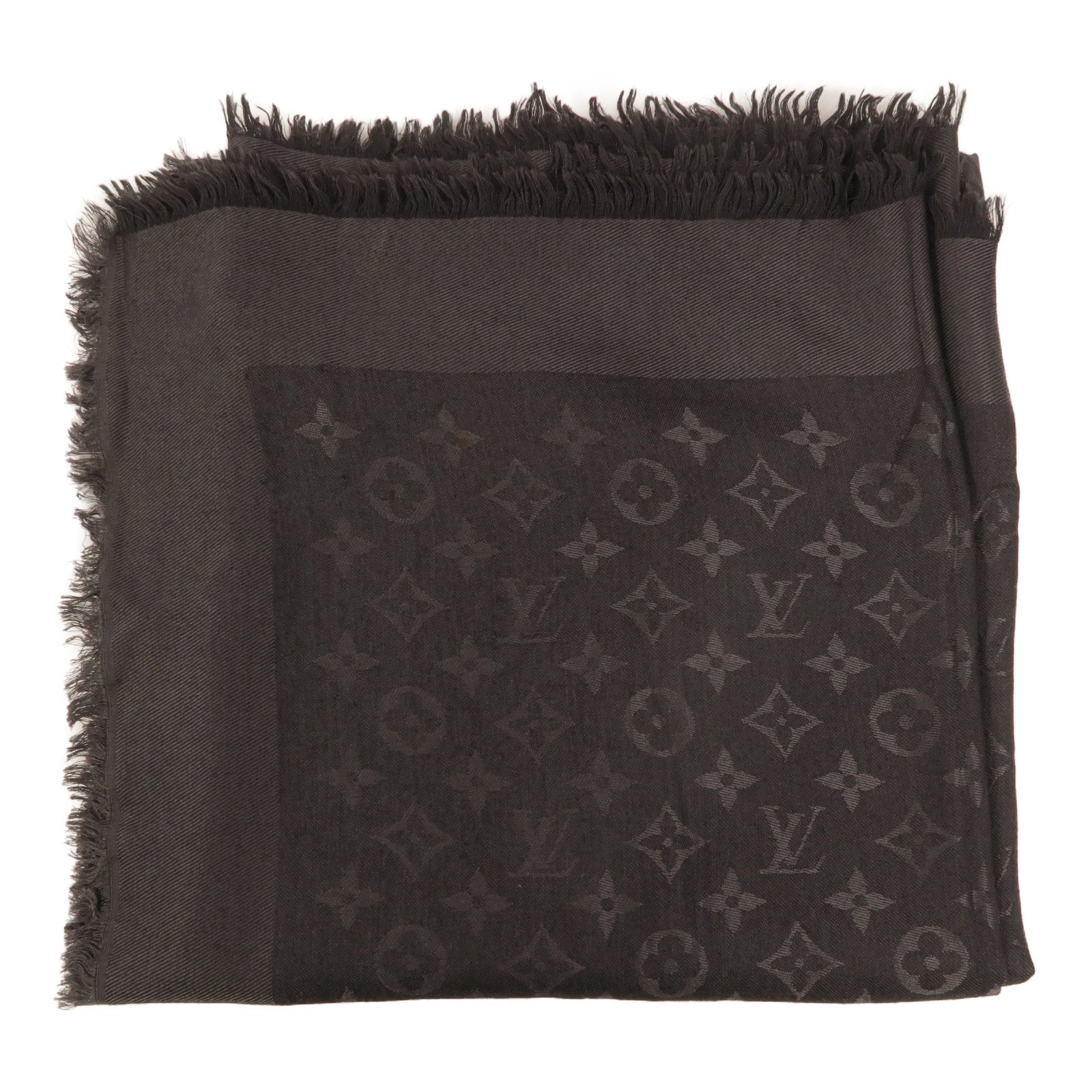 LOUIS VUITTON 絲質/羊毛Monogram Shine Shawl 142X142cm披肩/圍巾