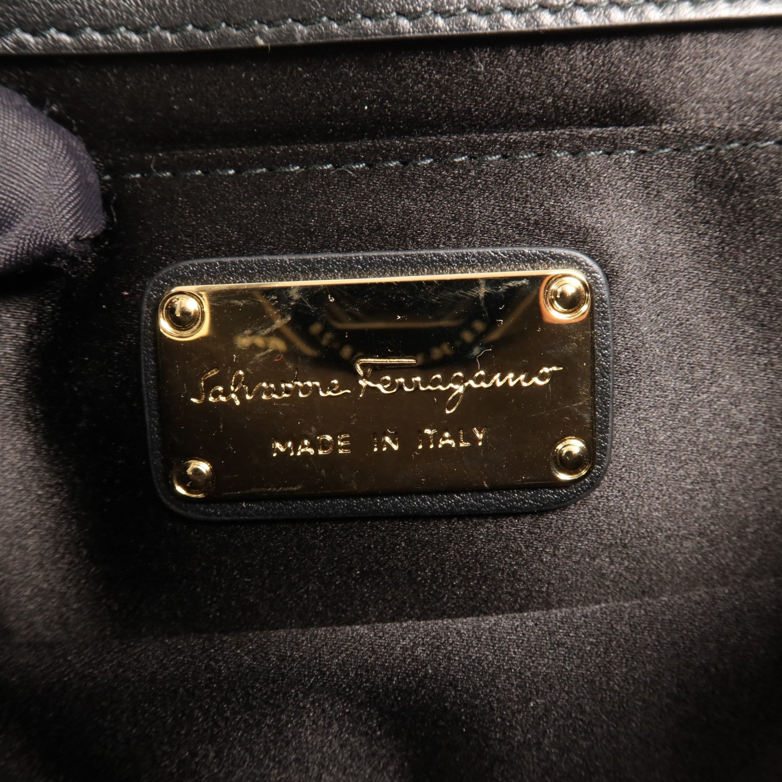 Salvatore Ferragamo 【激減優惠】絲質Shoulder Bag金扣手挽肩背兩用袋