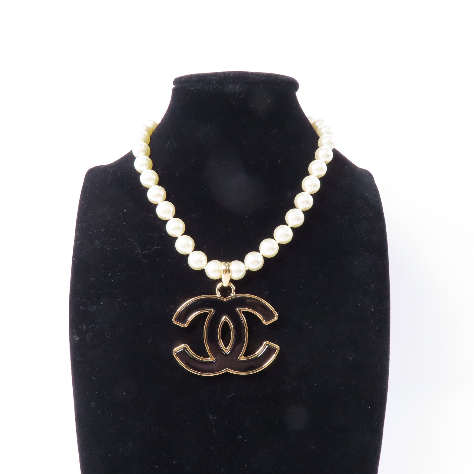CHANEL PVC/金屬Necklace項鍊黑色/白色/金色