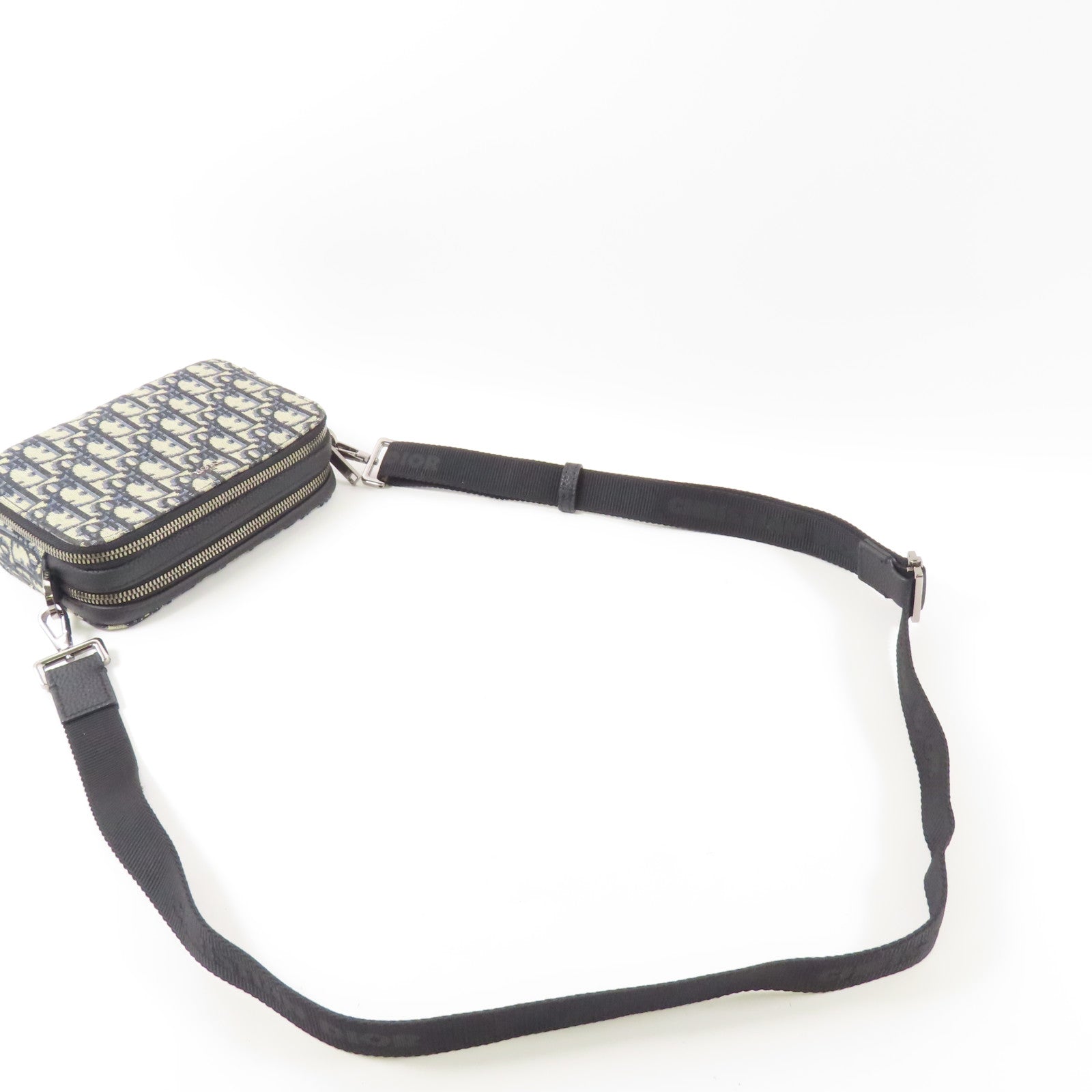 Dior 帆布Oblique Camera Bag銀扣肩背袋