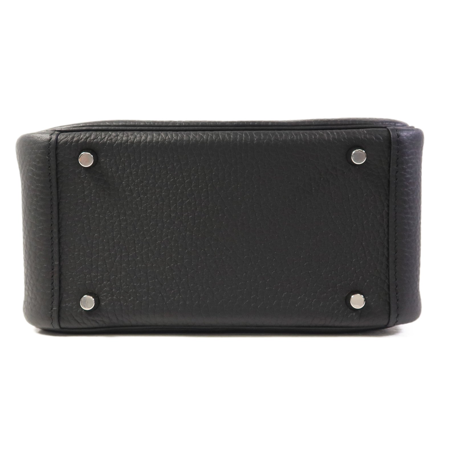 HERMES Clemence皮革Mini Lindy金扣手挽肩背兩用袋Noir