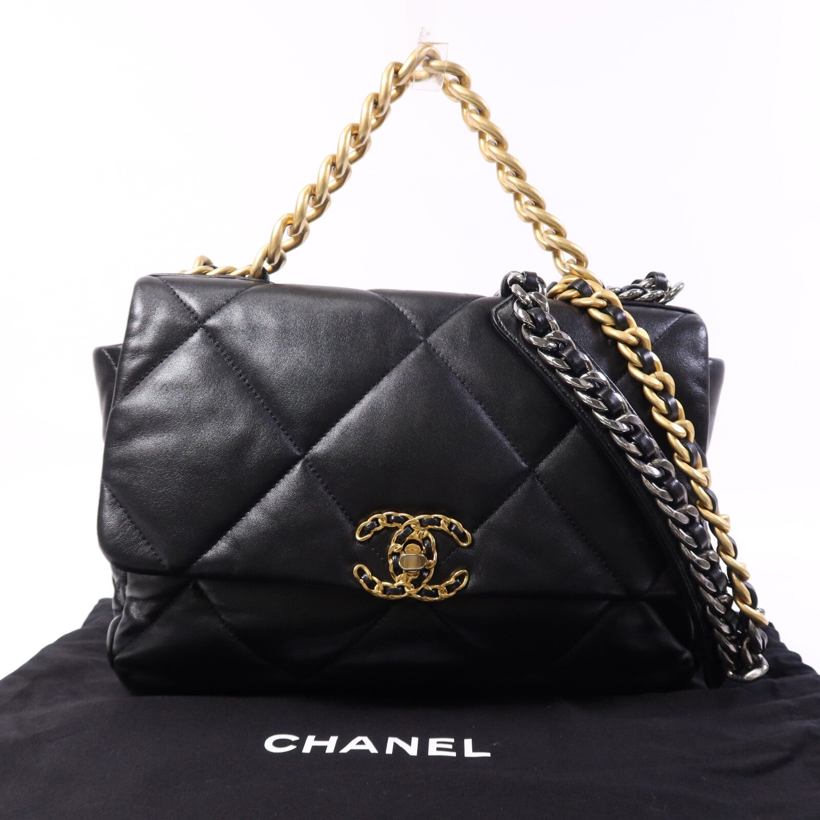 CHANEL 羊皮皮革Chanel 19鏈帶肩背袋
