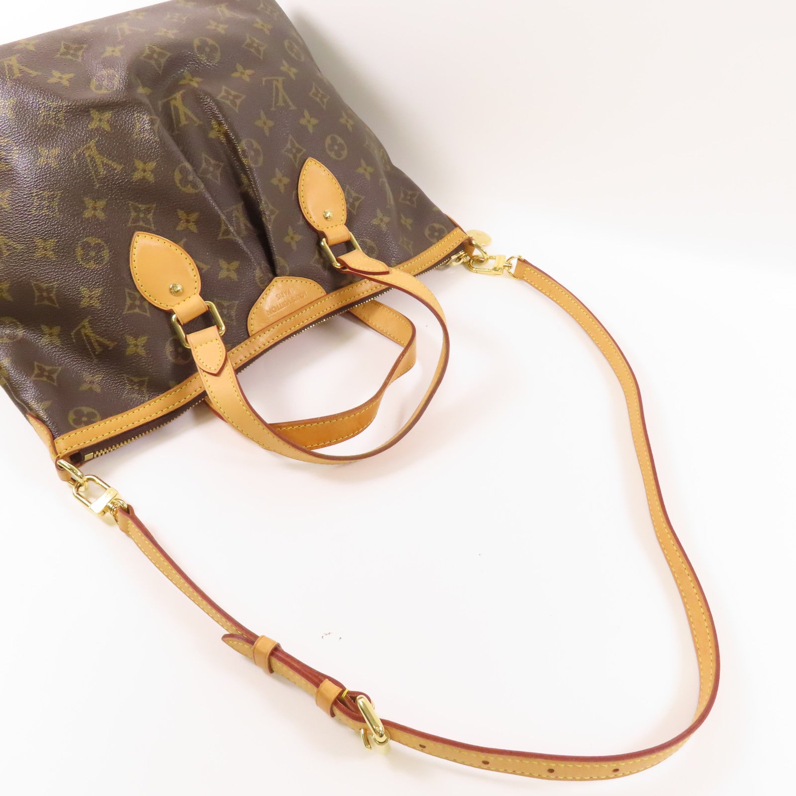 LOUIS VUITTON Monogram Palermo PM金扣手挽肩背兩用袋棕色