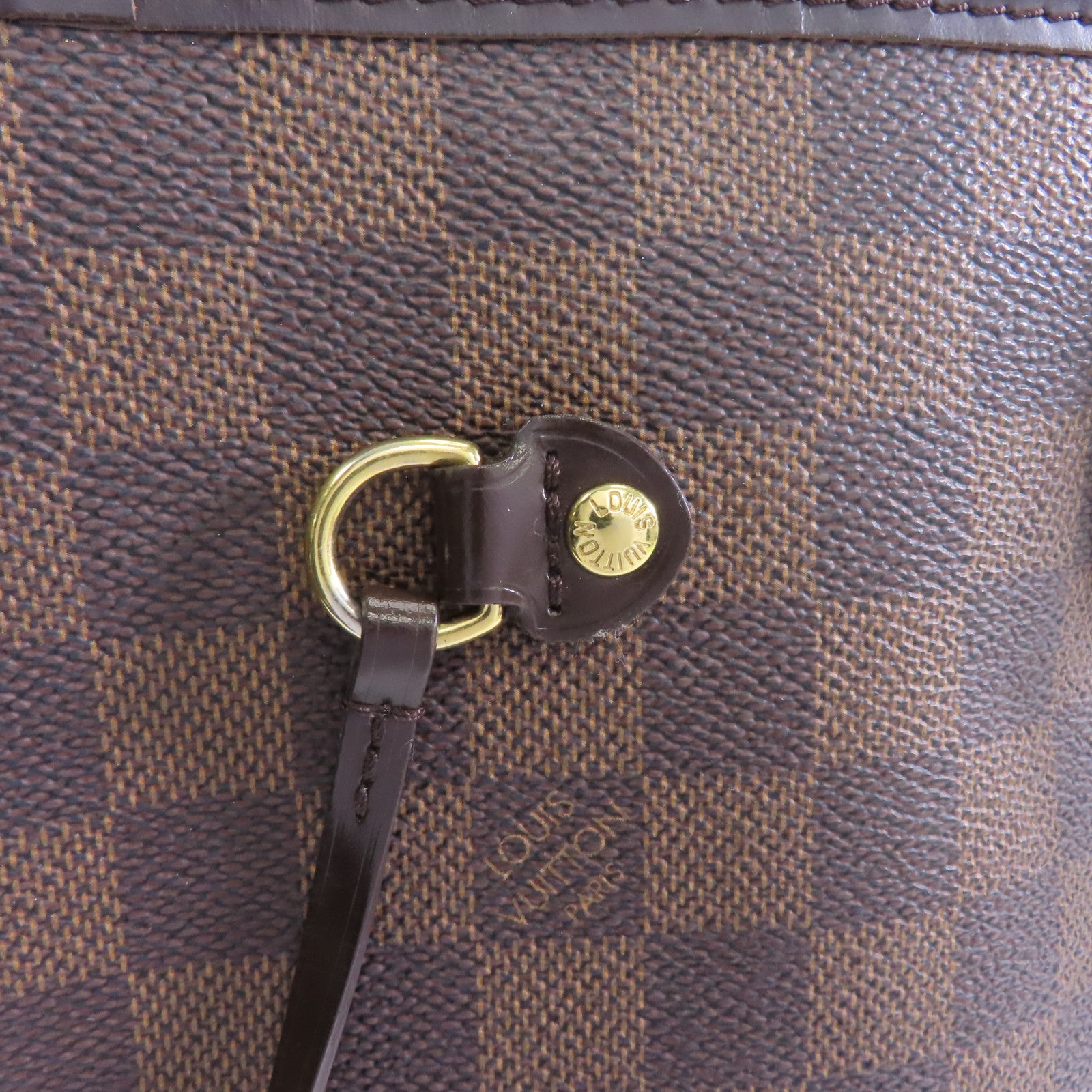 LOUIS VUITTON 【激減優惠】Damier Neverfull MM金扣手挽袋啡色