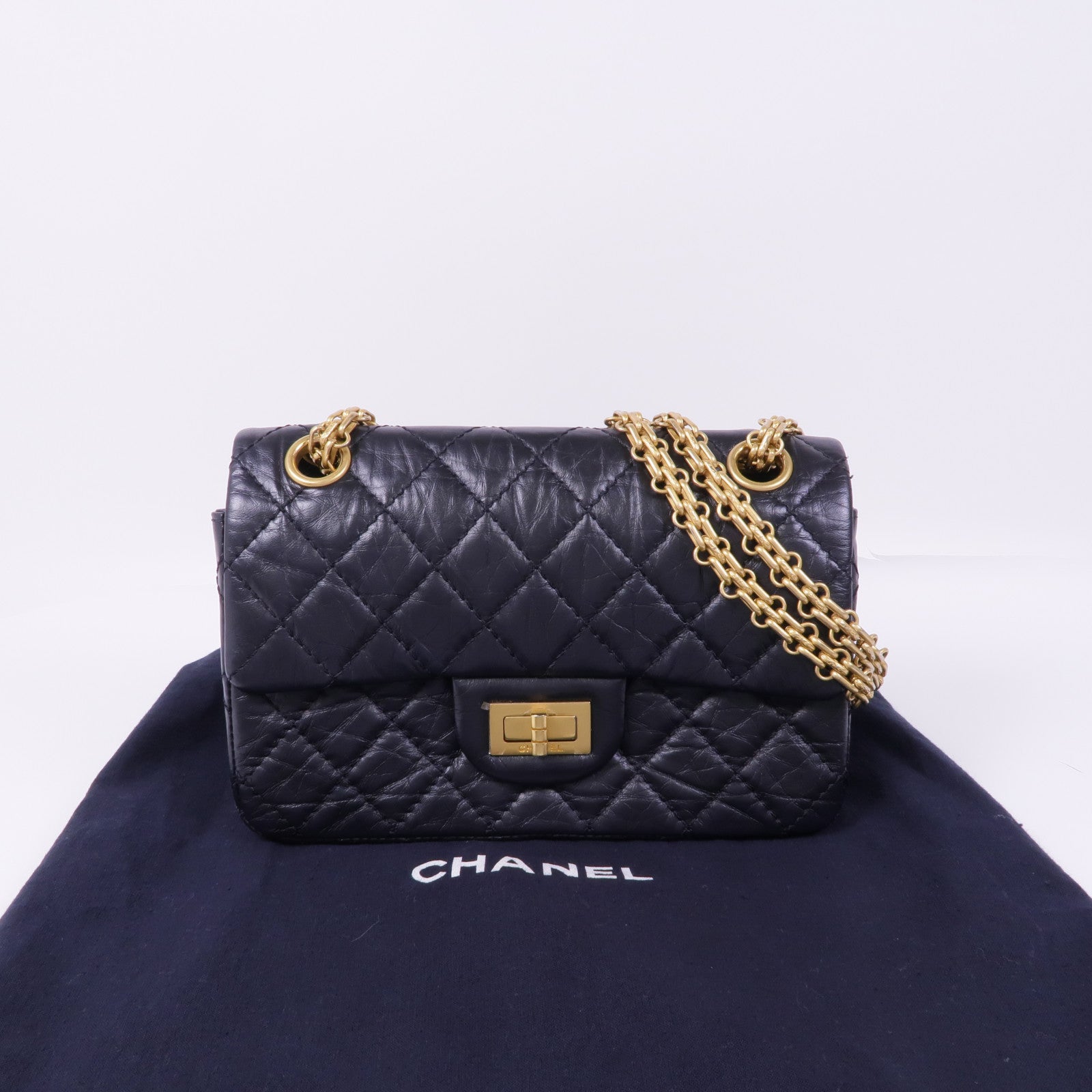 CHANEL 牛皮皮革2.55 Mini金扣肩背袋