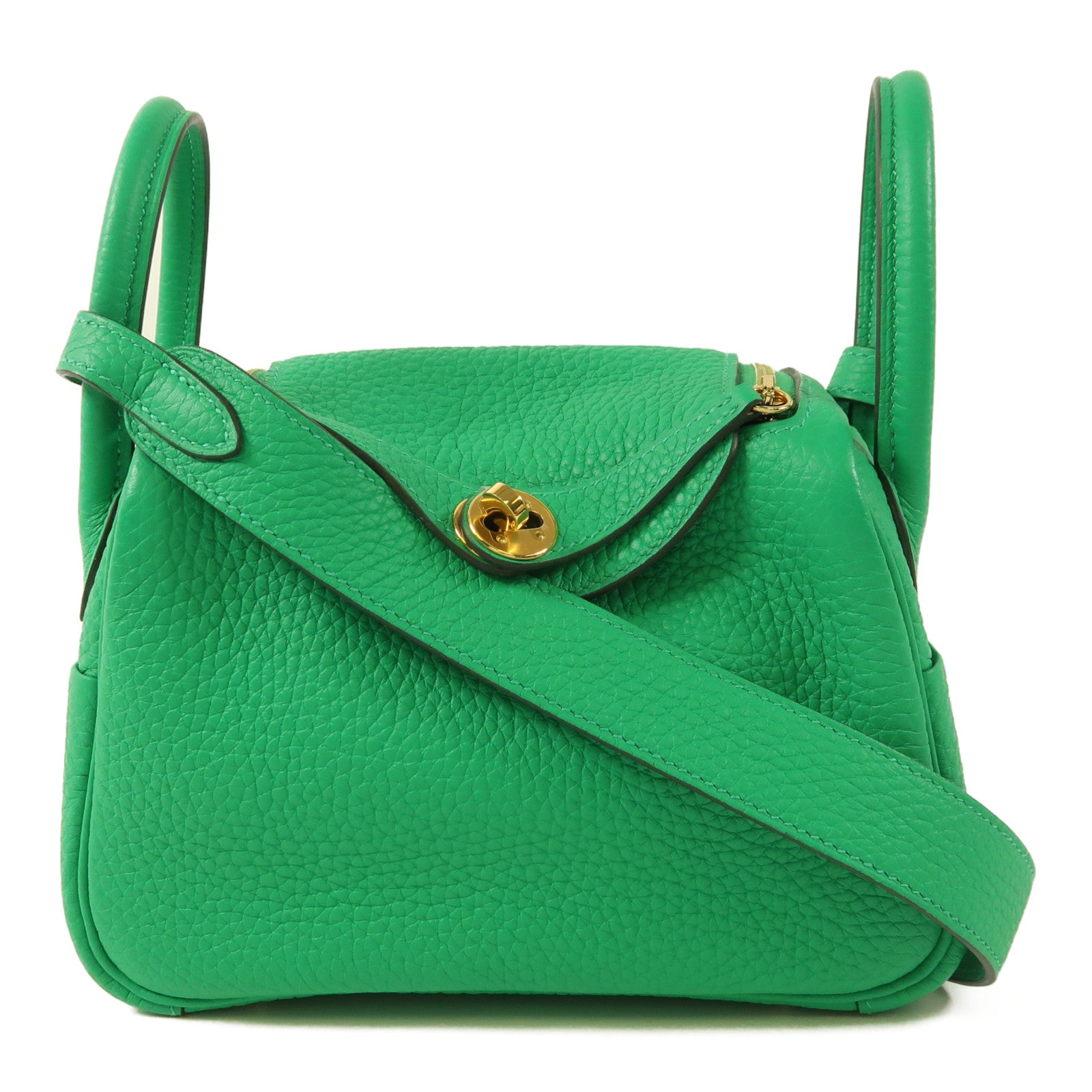 HERMES Clemence皮革Mini Lindy金扣手挽肩背兩用袋Menthe