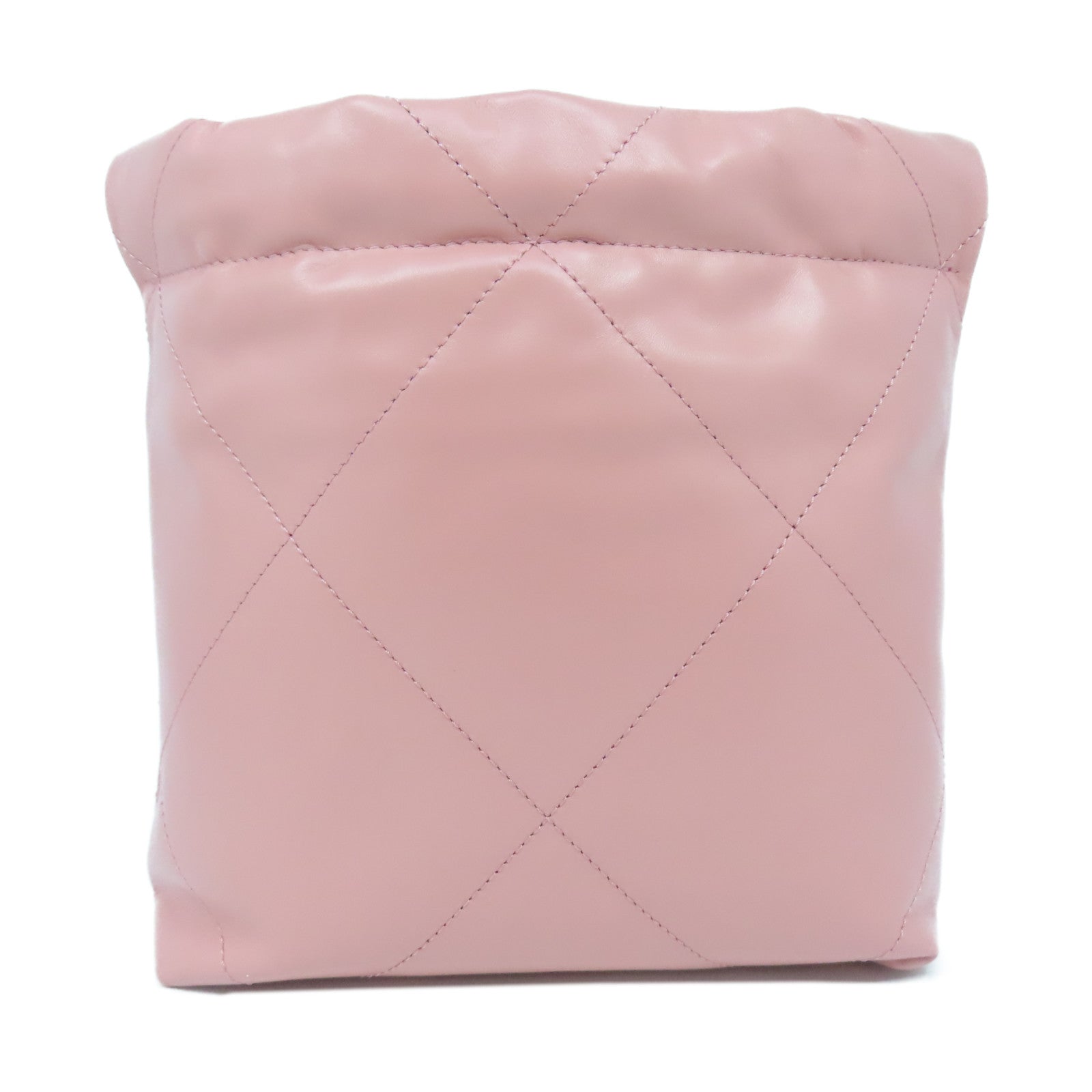 CHANEL 【激減優惠】菱格牛皮皮革Mini C22金扣鏈帶肩背袋粉紅色