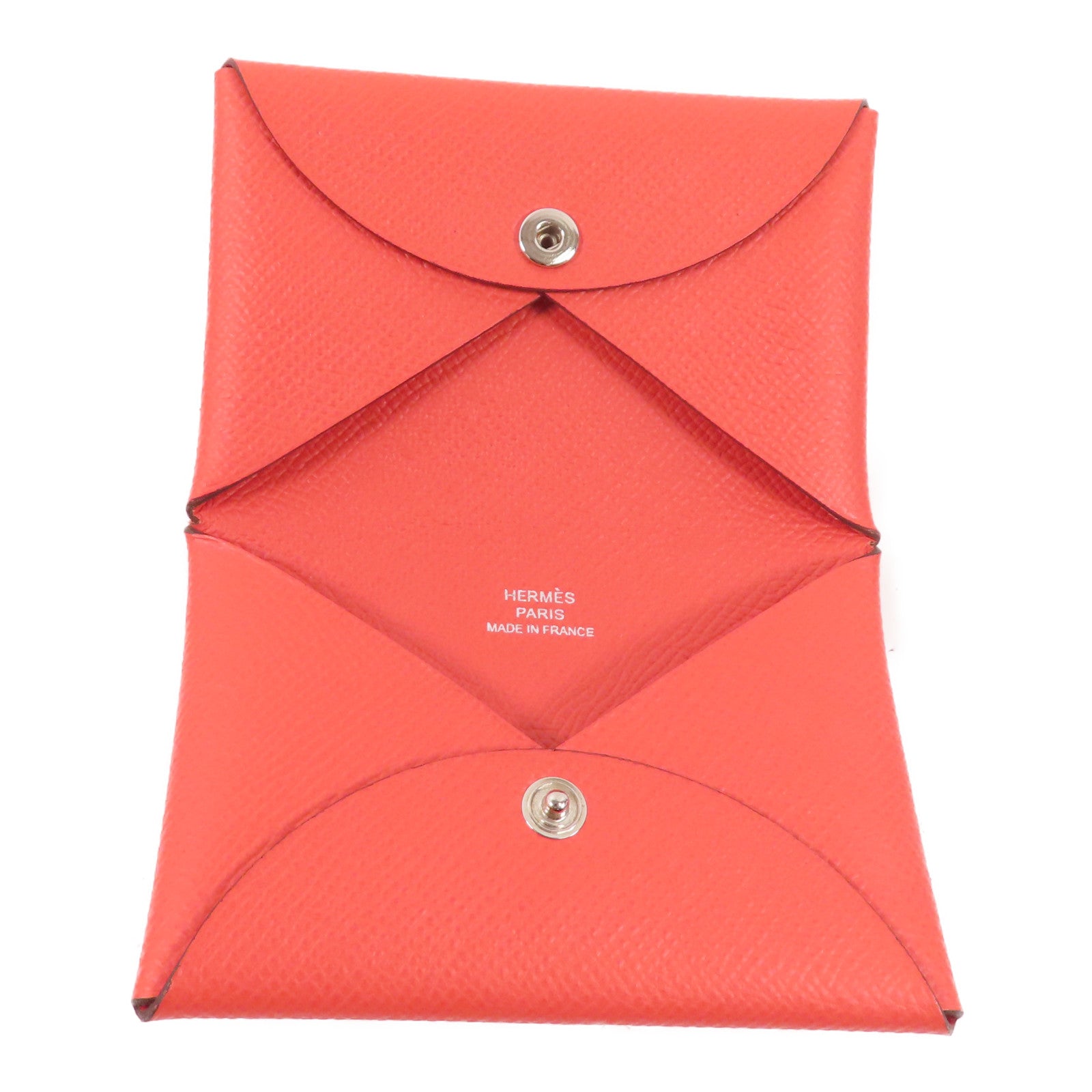 HERMES 【激減優惠】Epsom皮革Calvi Card Holder銀扣卡套Rose Jaipur