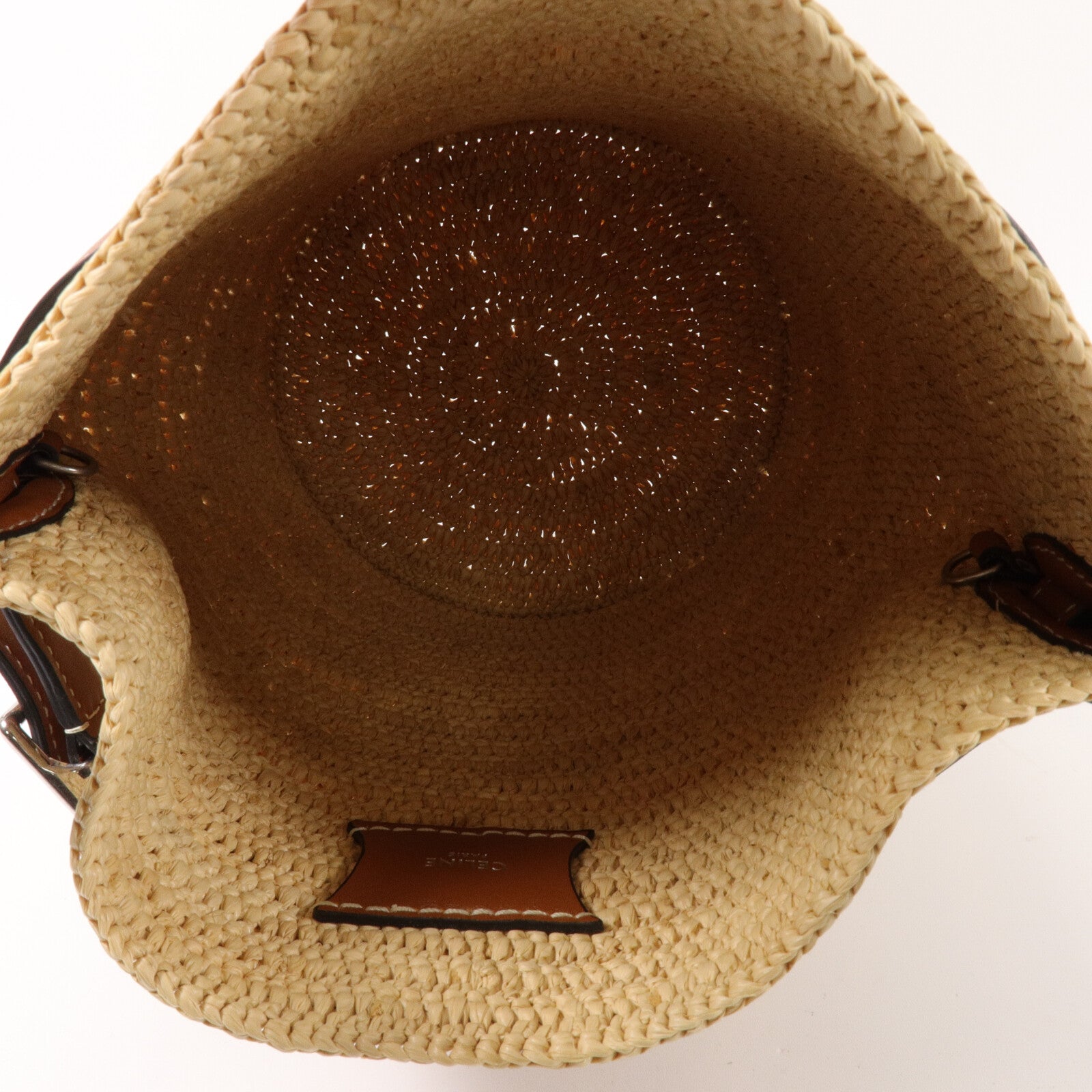 CELINE Raffia/牛皮皮革Big Bag Nano Bucket手挽袋