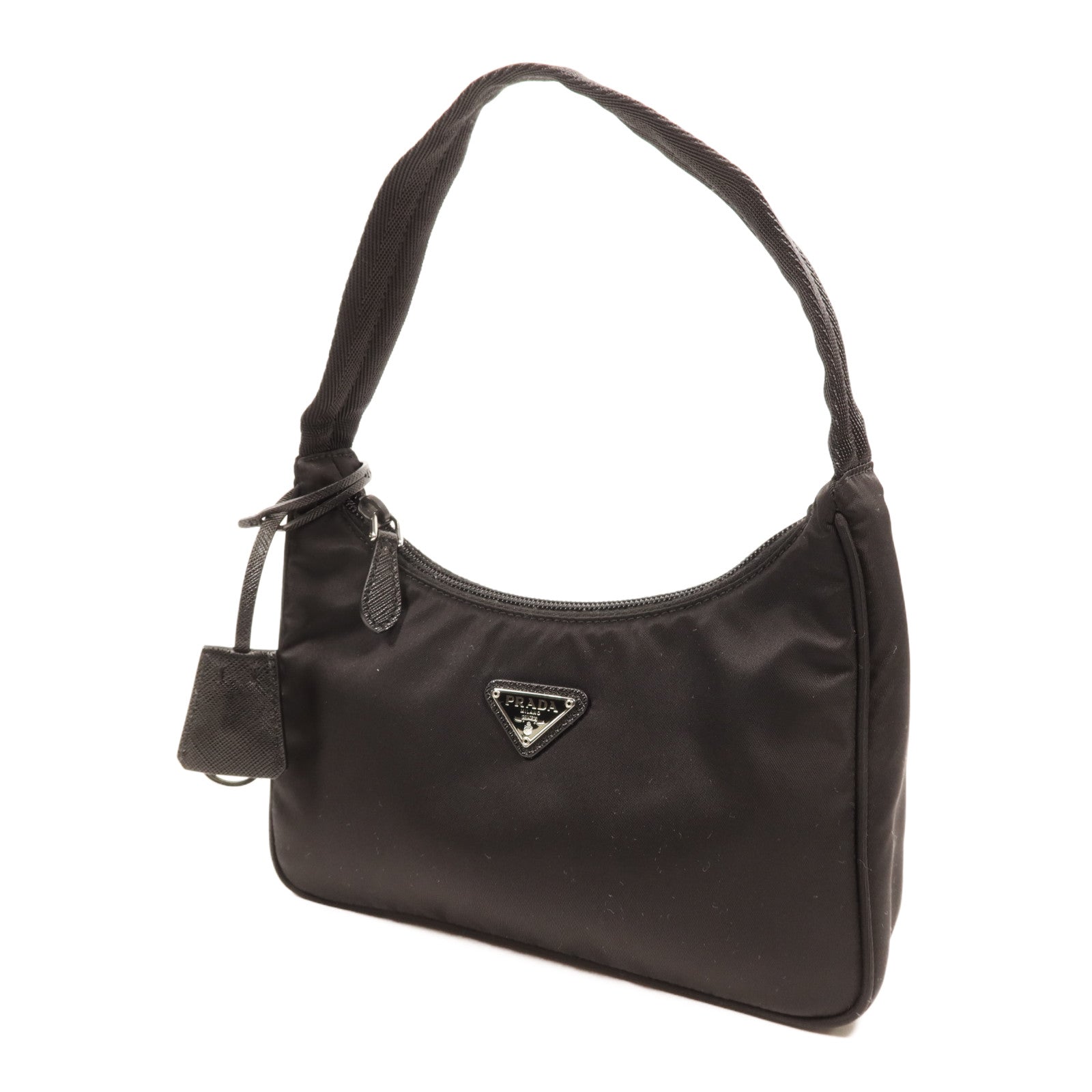 PRADA 尼龍Hobo銀扣手挽袋