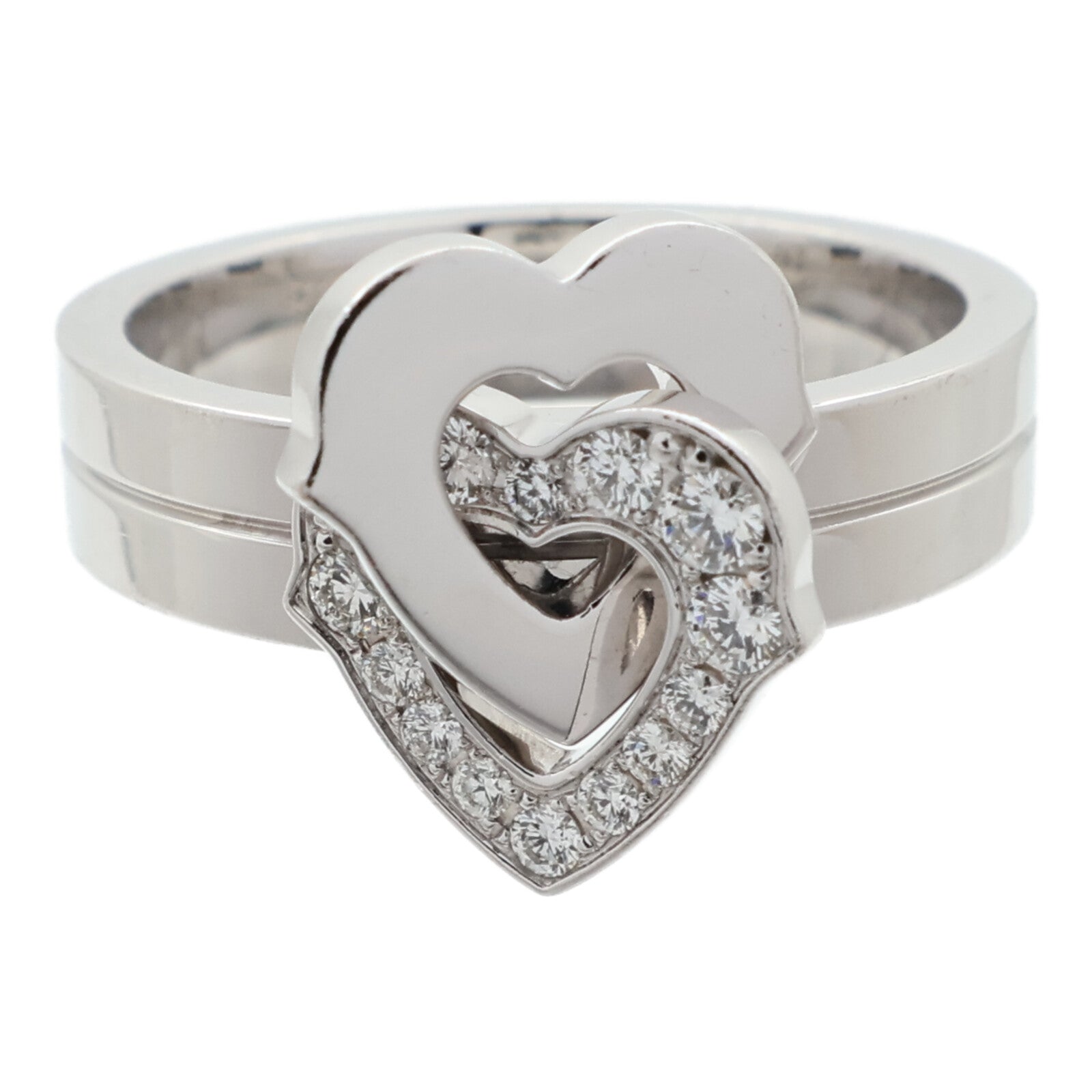 CARTIER 18K白金Double Heart Ring戒指Cartier #53
