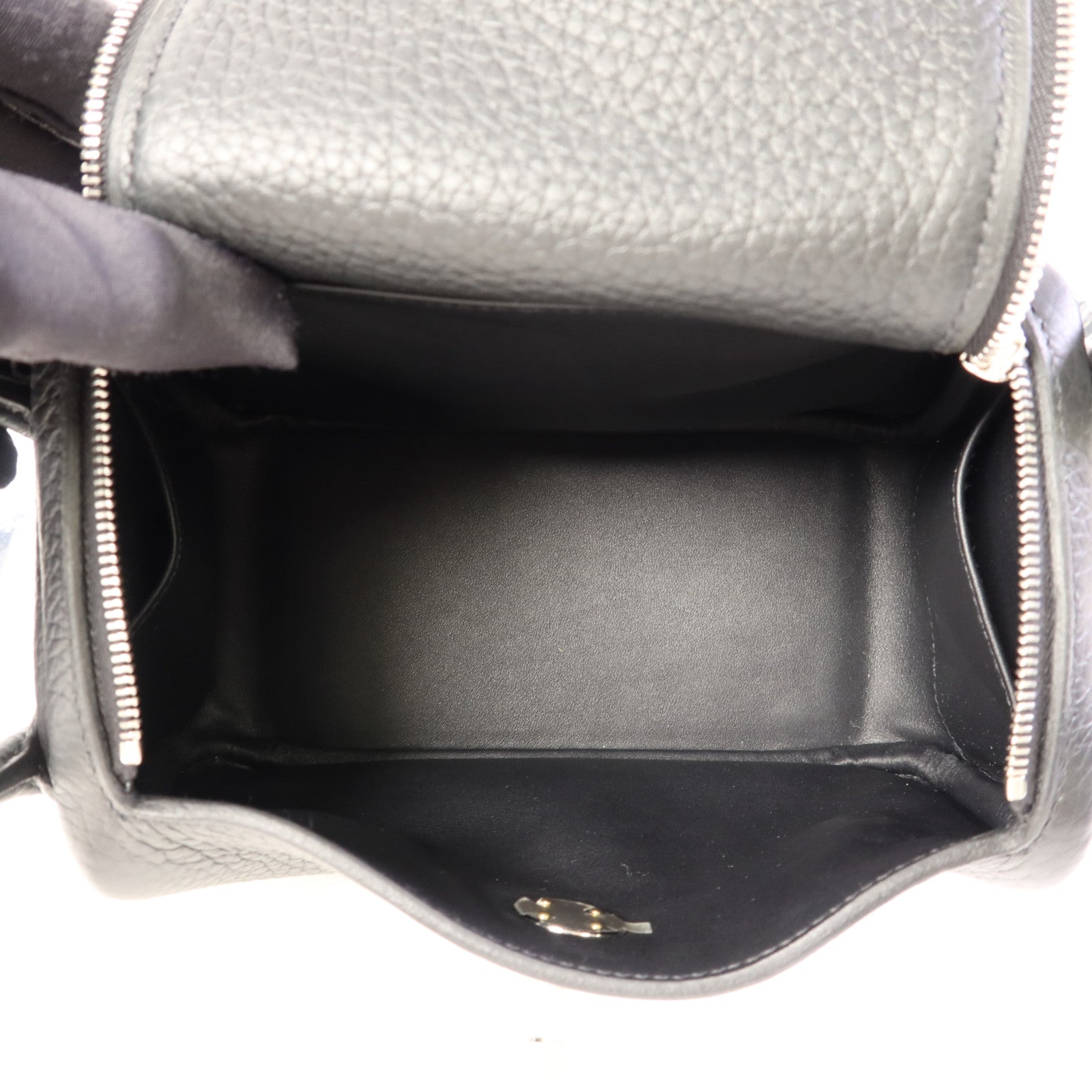 HERMES Clemence皮革Mini Lindy金扣手挽肩背兩用袋Noir