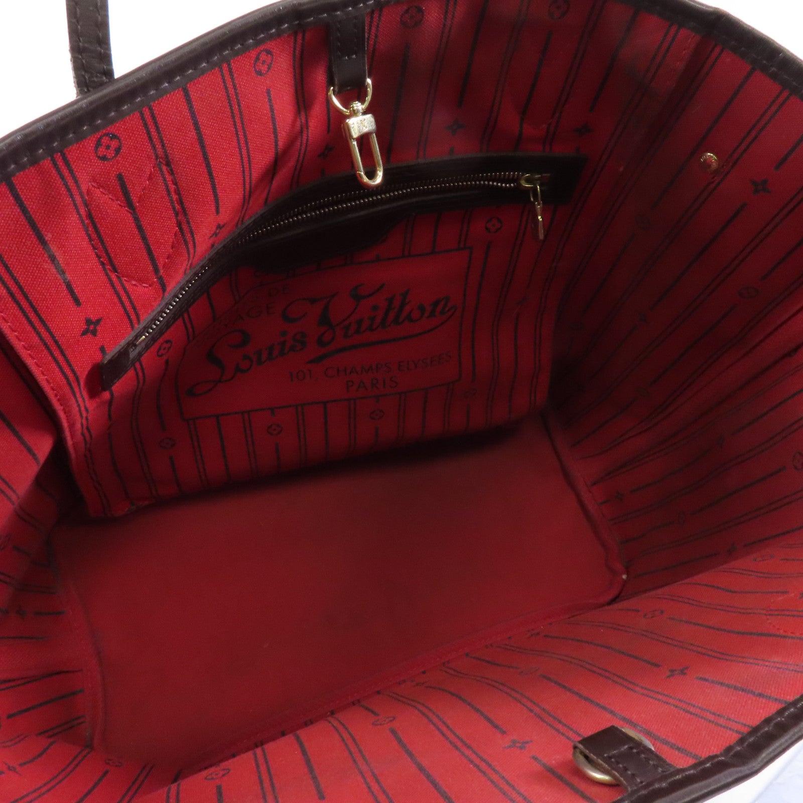 LOUIS VUITTON 【激減優惠】Damier Neverfull MM金扣手挽袋啡色