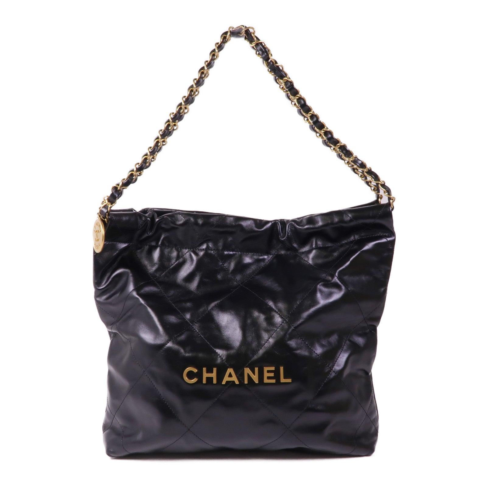CHANEL 牛皮皮革Chanel 22金扣鏈帶肩背袋