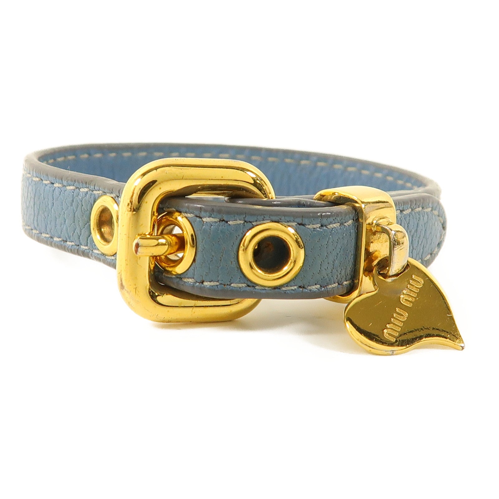 MIU MIU GHW Bracelet Leather Blue