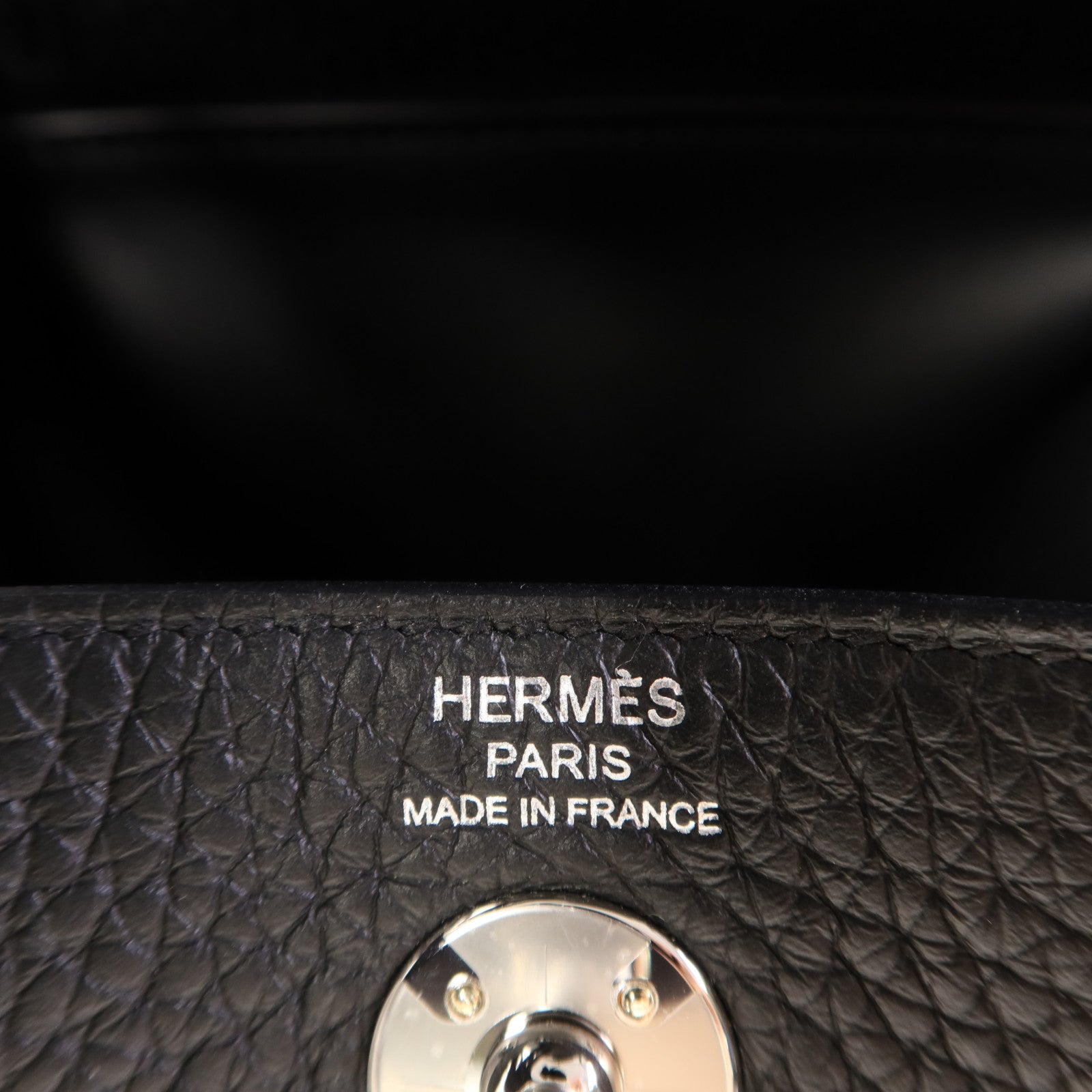HERMES Clemence皮革Mini Lindy金扣手挽肩背兩用袋Noir