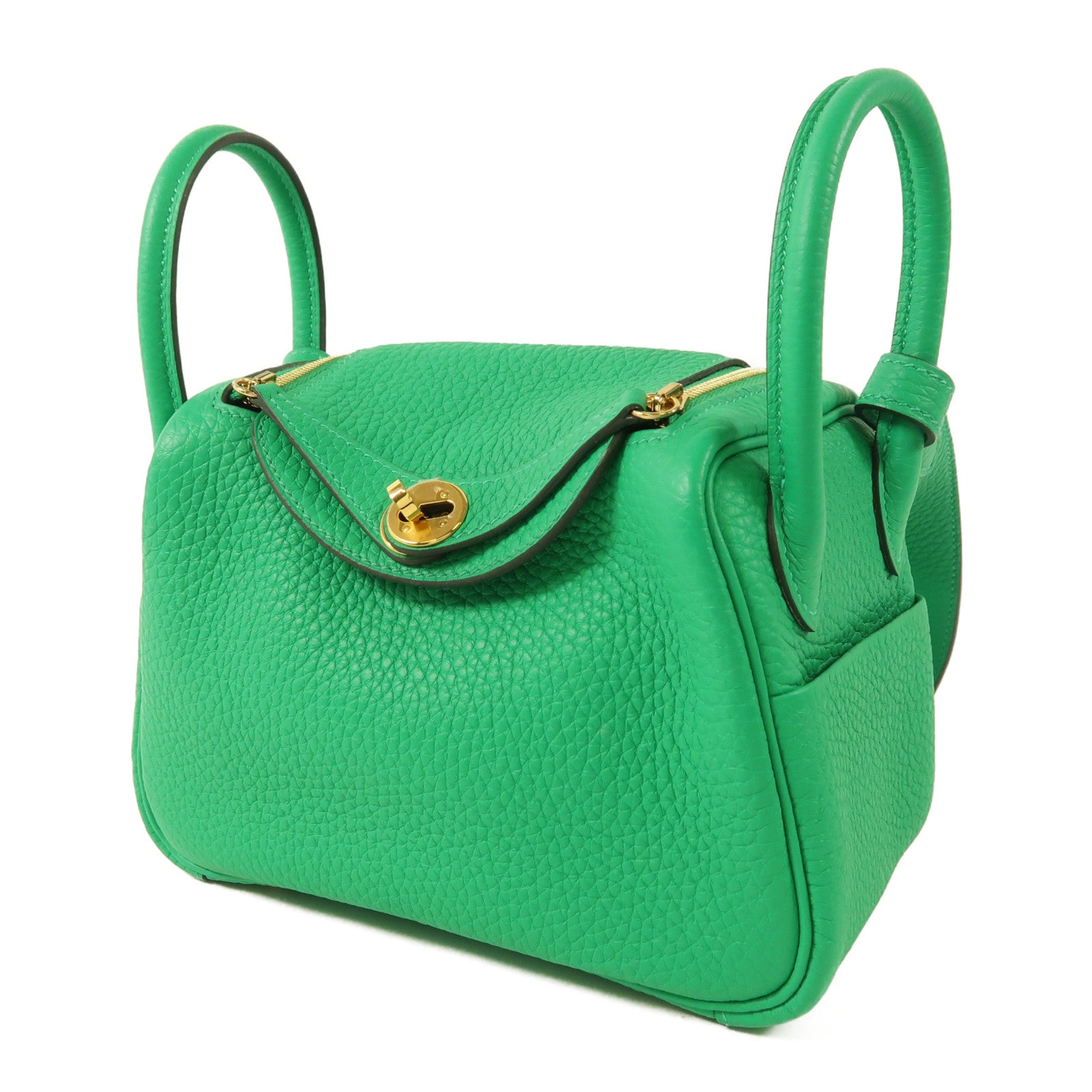 HERMES Clemence皮革Mini Lindy金扣手挽肩背兩用袋Menthe