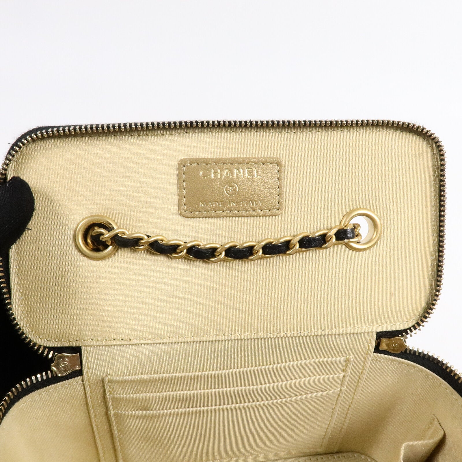 CHANEL 羊皮皮革Vanity Case鏈帶肩背袋