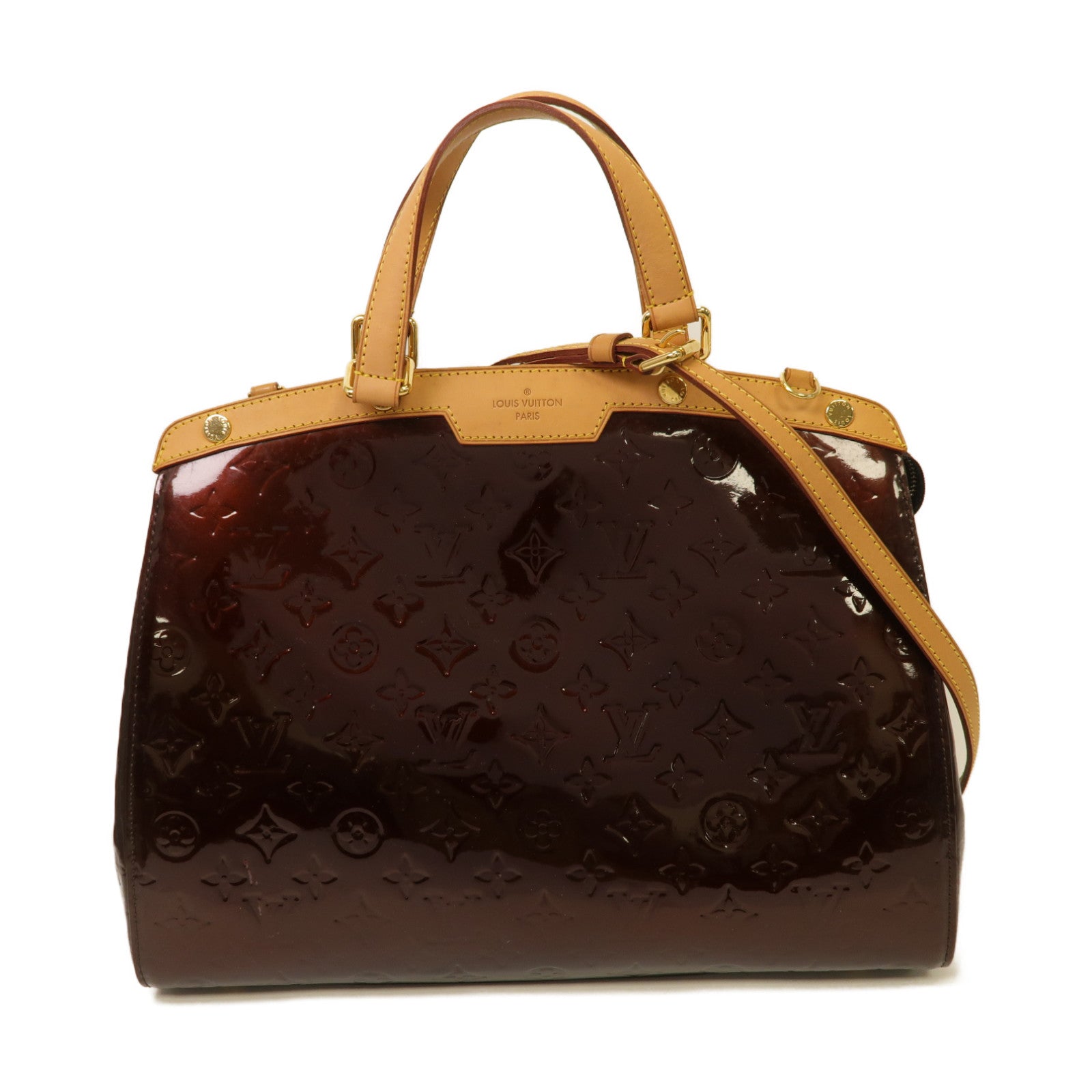 LOUIS VUITTON 【激減優惠】Vernis Brea GM金扣手挽肩背兩用袋酒紅色
