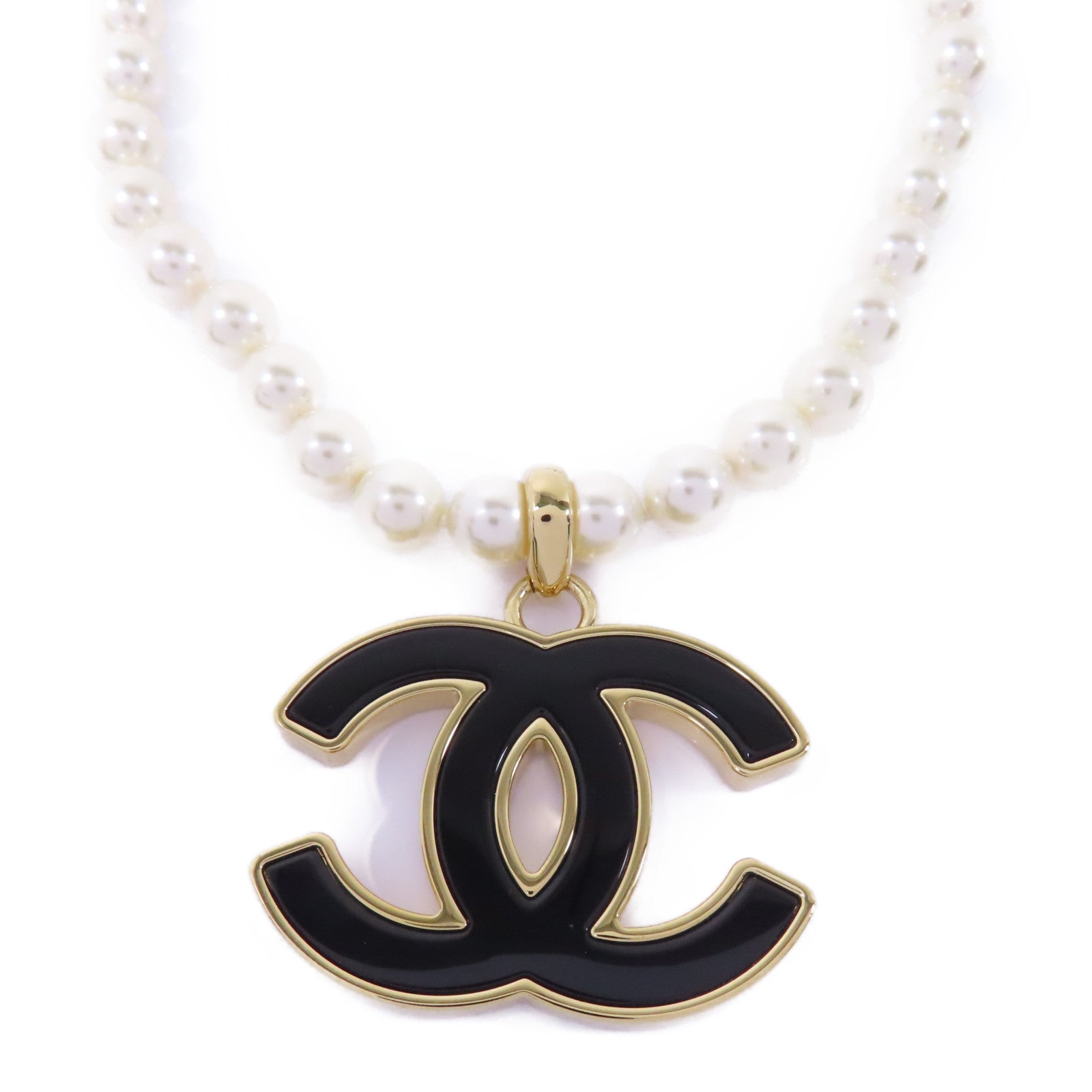 CHANEL PVC/金屬Necklace項鍊黑色/白色/金色