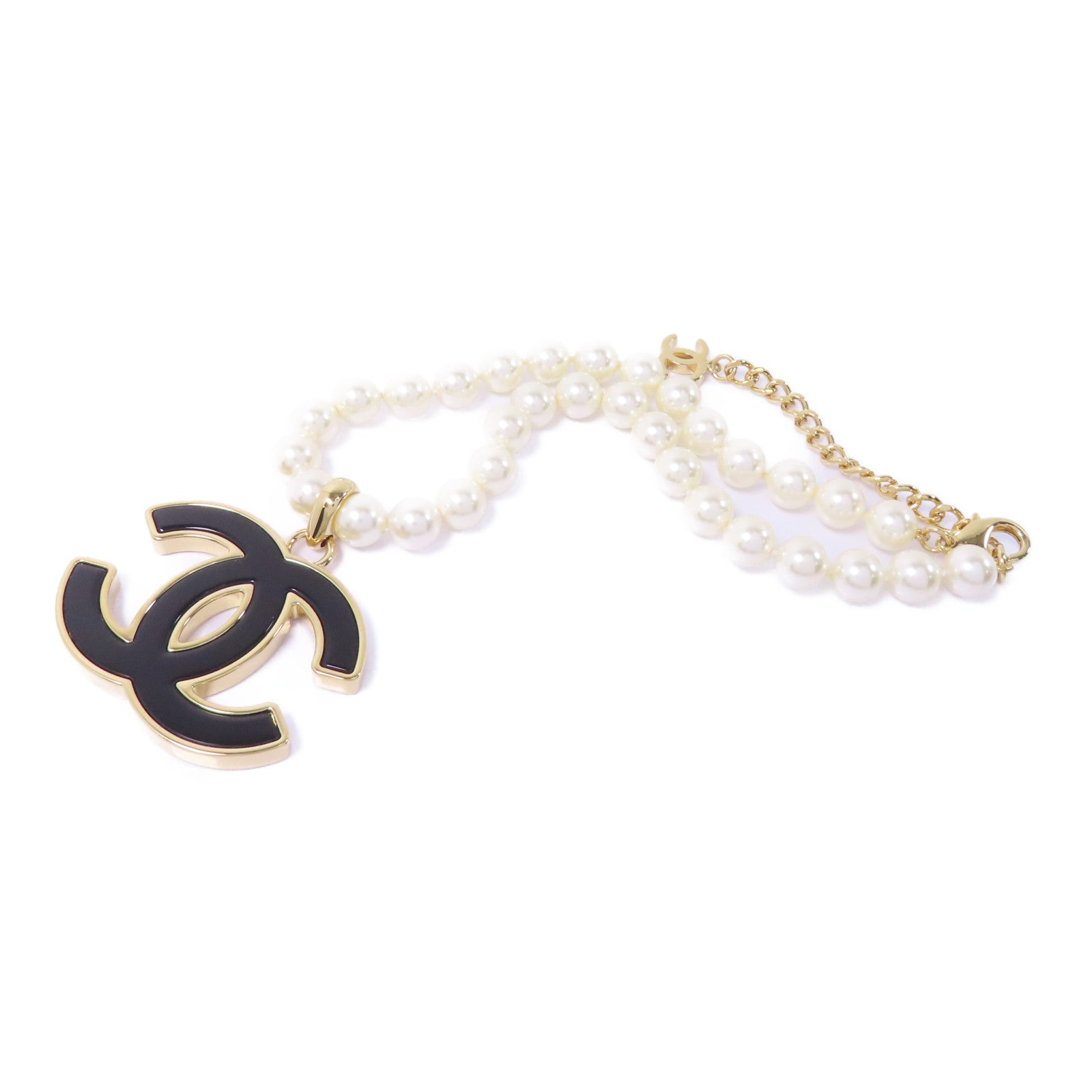 CHANEL PVC/金屬Necklace項鍊黑色/白色/金色