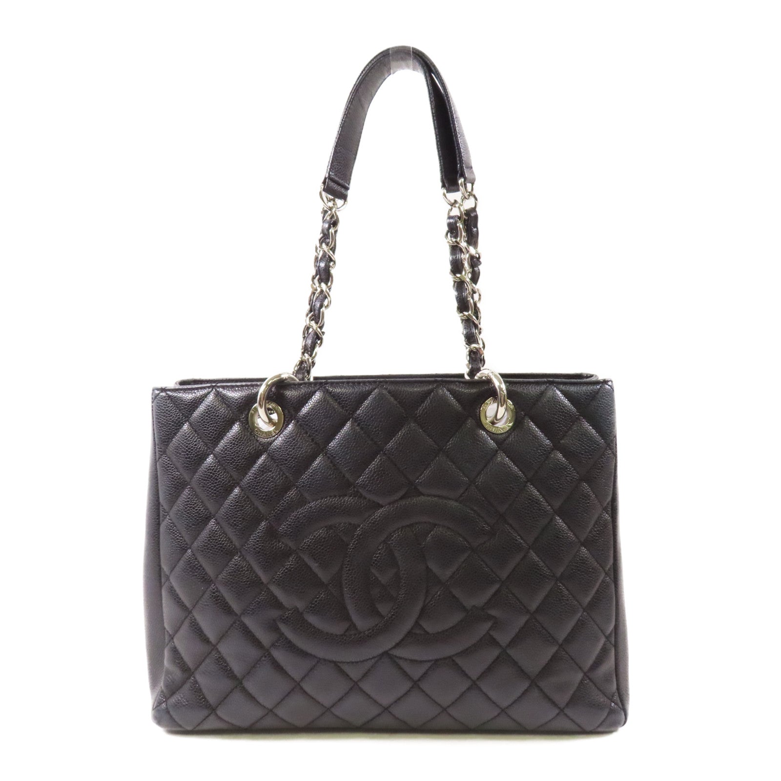 CHANEL 牛皮皮革GST Grand Shopping Tote Bag銀扣鏈帶肩背袋/手挽袋