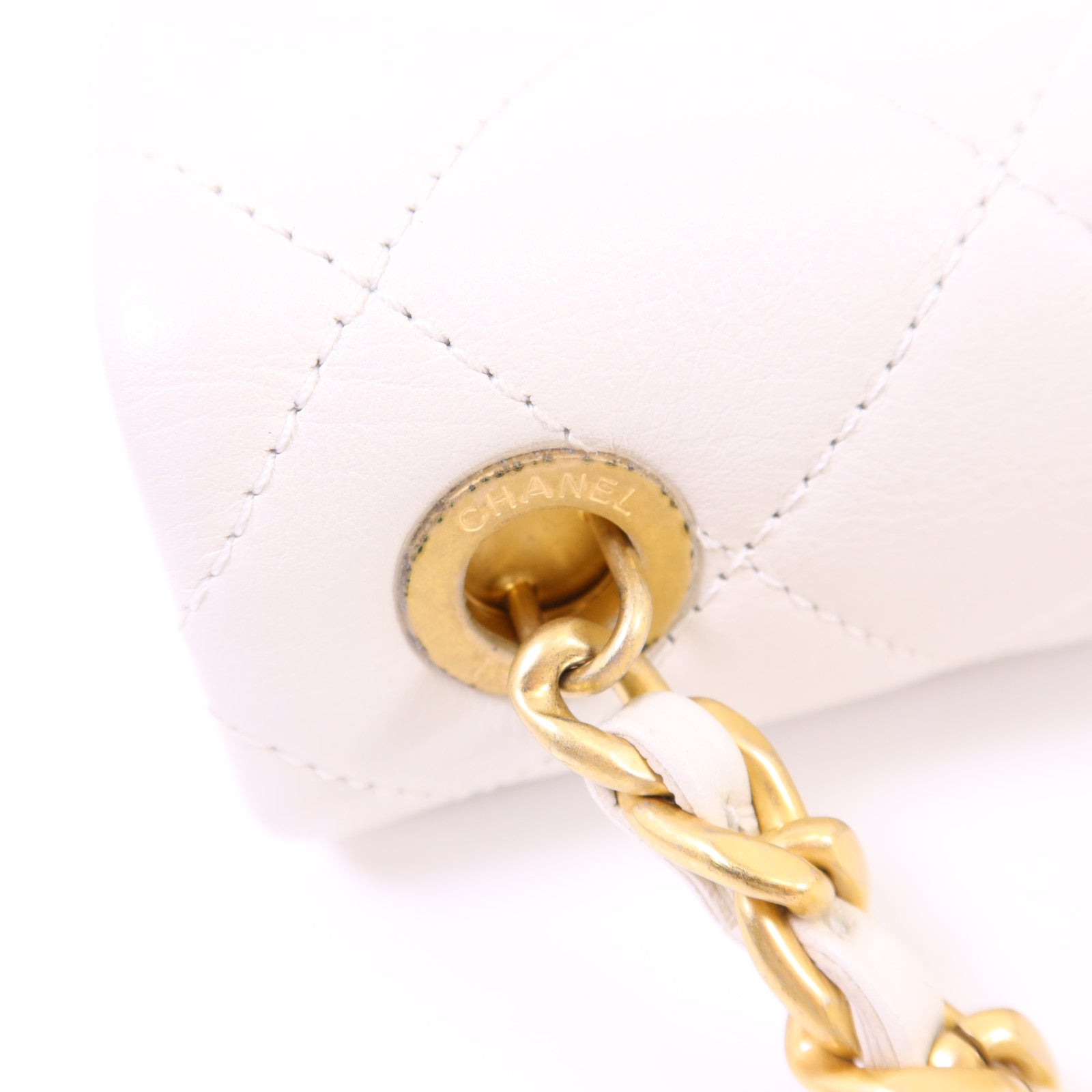 CHANEL 牛皮皮革Shoulder Bag金扣鏈帶肩背袋