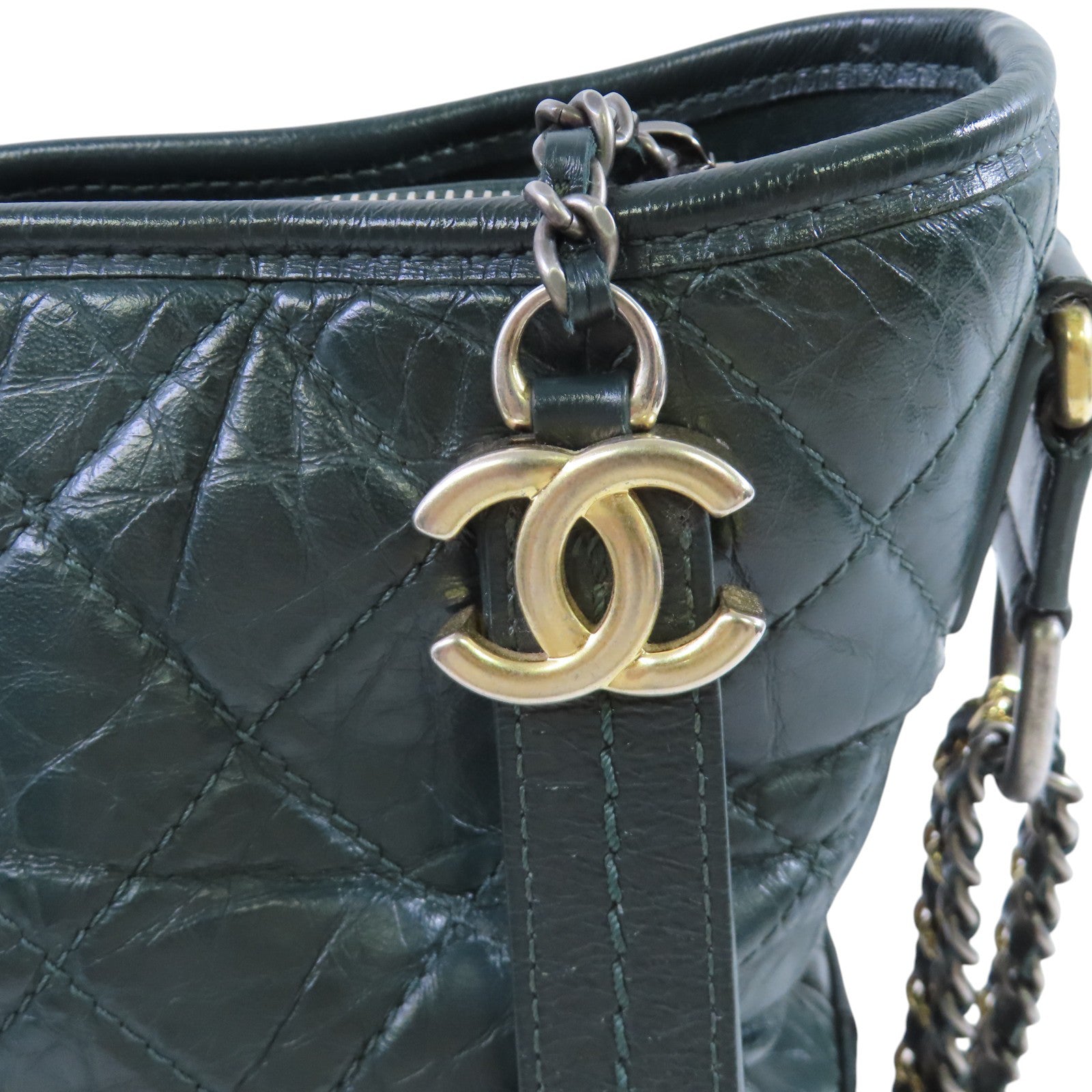 CHANEL 牛皮皮革Gabrielle Chain Shoulder Bag銀扣鏈帶肩背袋