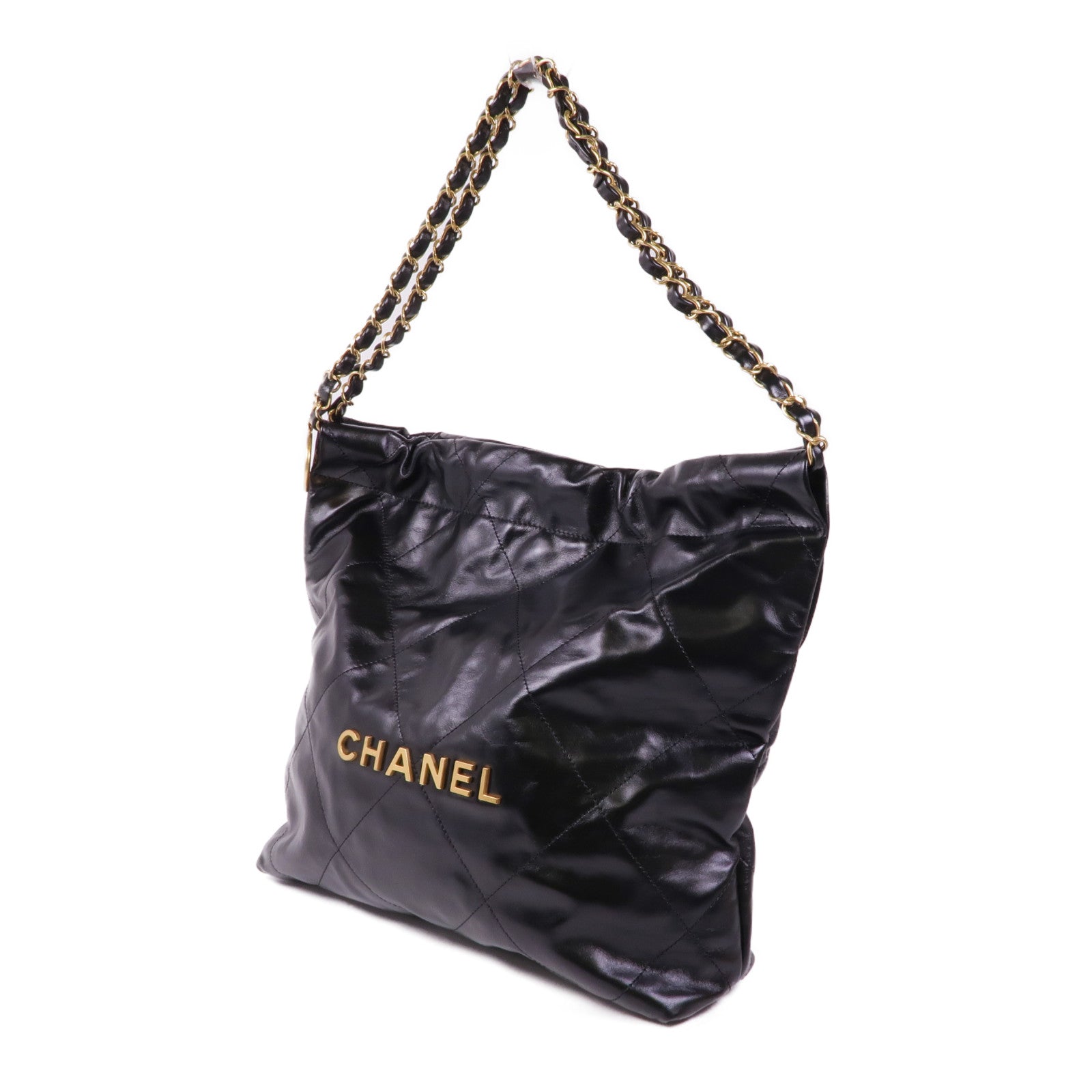 CHANEL 牛皮皮革Chanel 22金扣鏈帶肩背袋