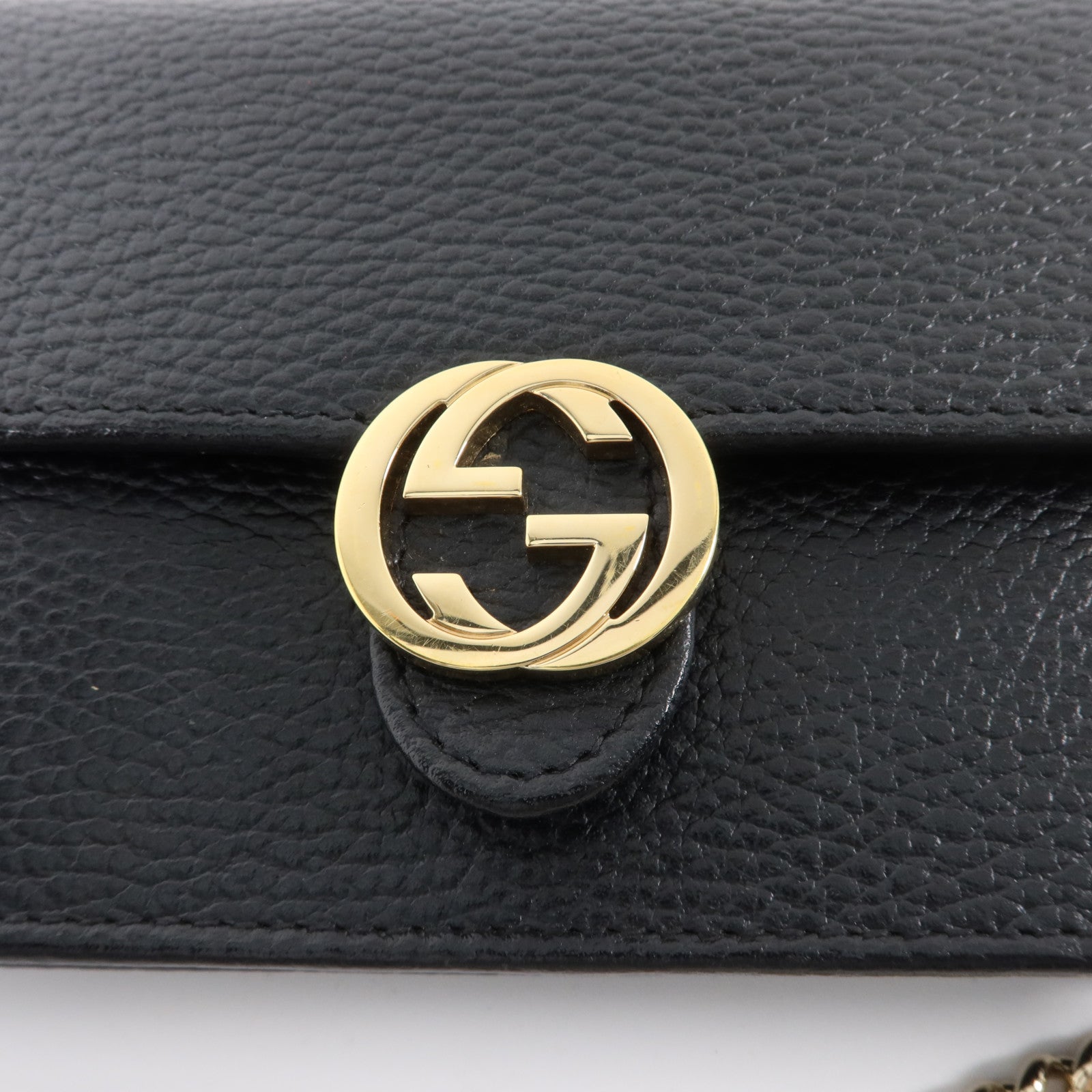 GUCCI 牛皮皮革Interlocking Wallet On Chain金扣鏈帶肩背袋