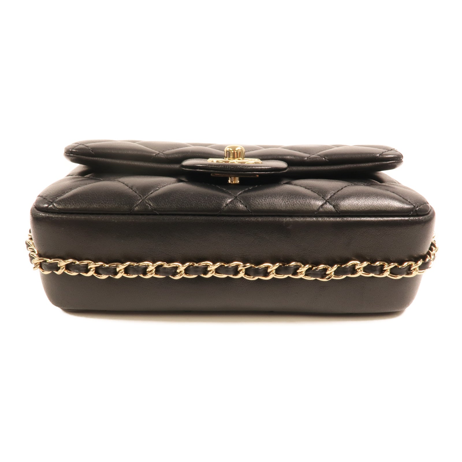 CHANEL 羊皮皮革Chain Shoulder金扣鏈帶肩背袋
