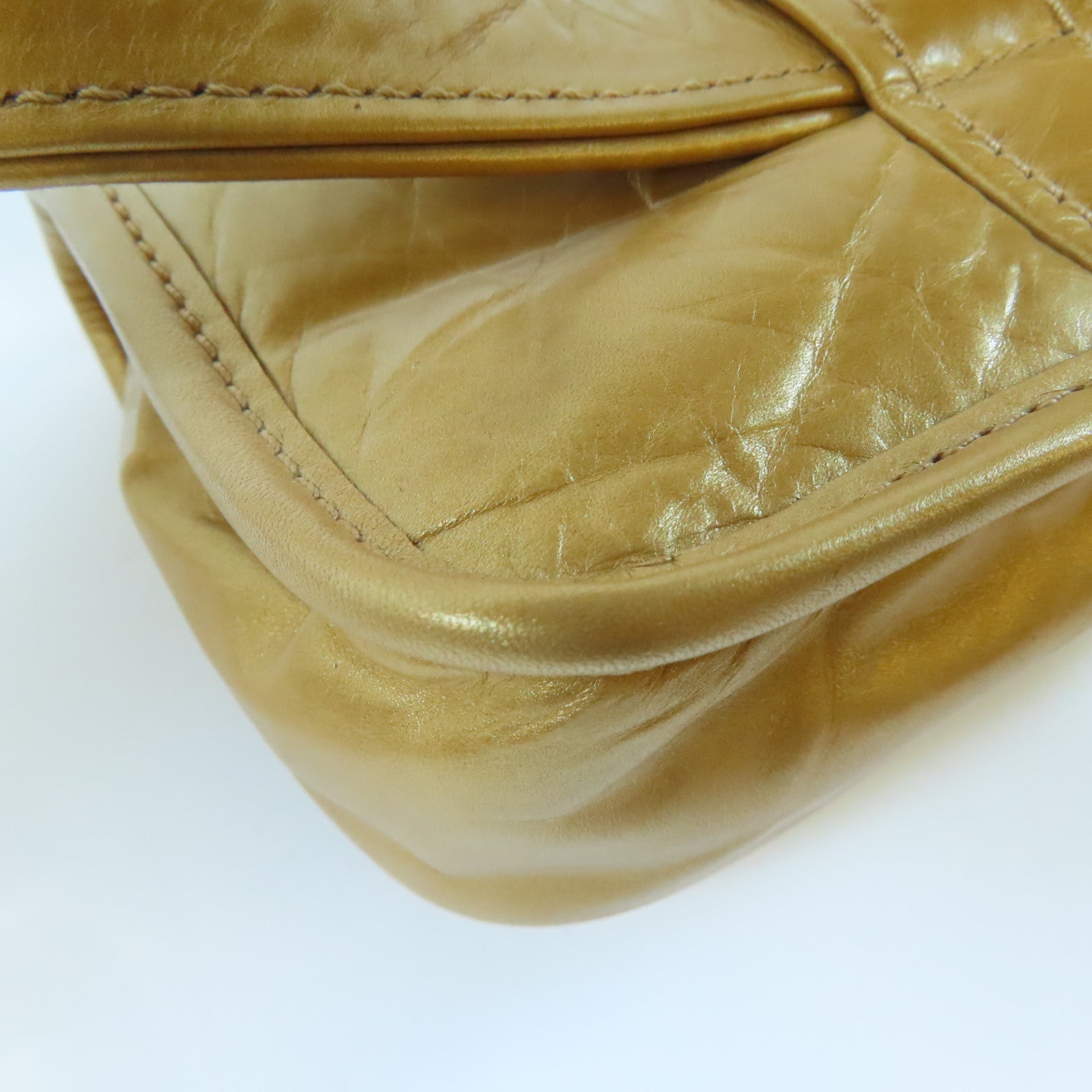 CHANEL 【激減優惠】菱格牛皮皮革Waist Bag銀扣腰包金色