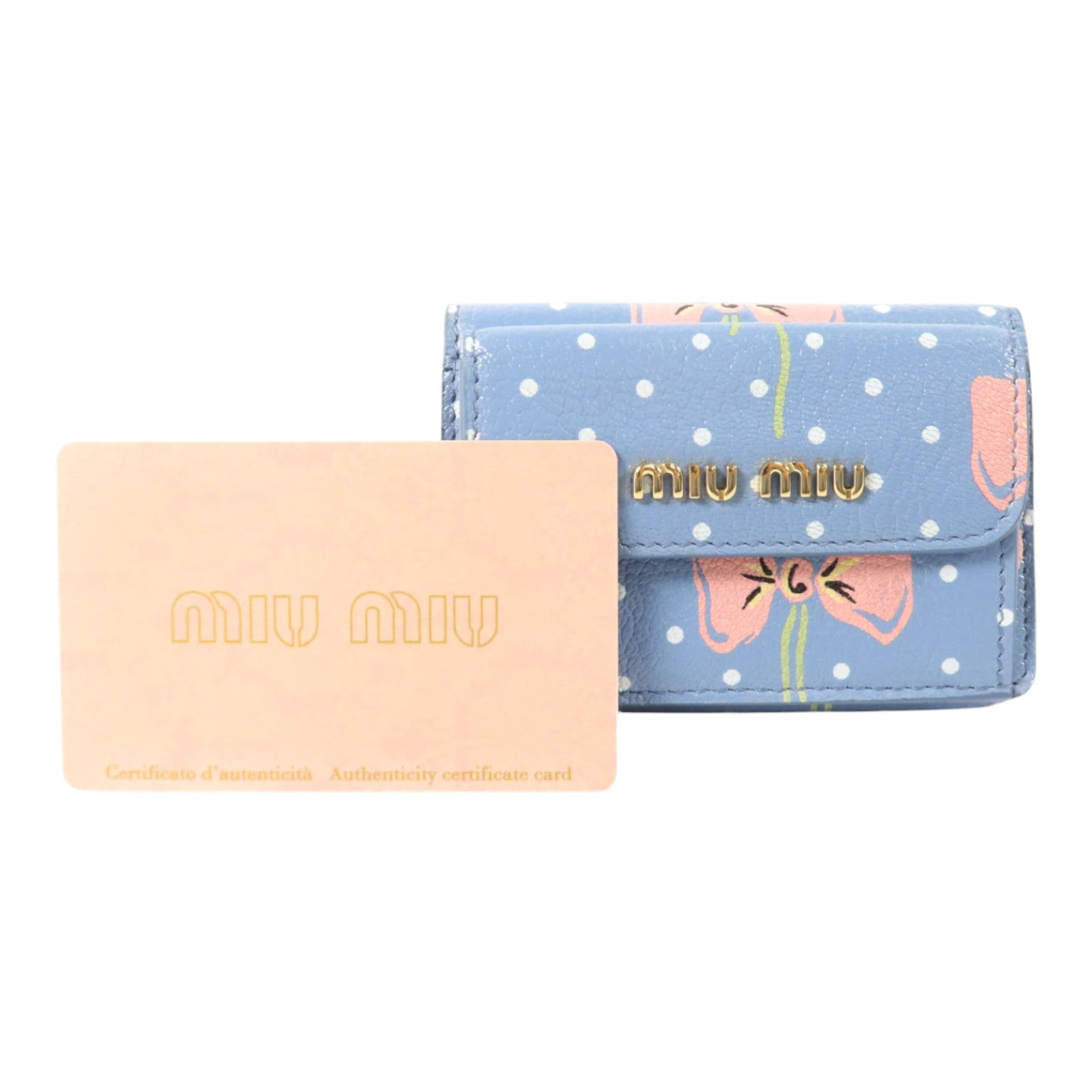 Miu Miu 牛皮皮革Mini Wallet金扣錢包