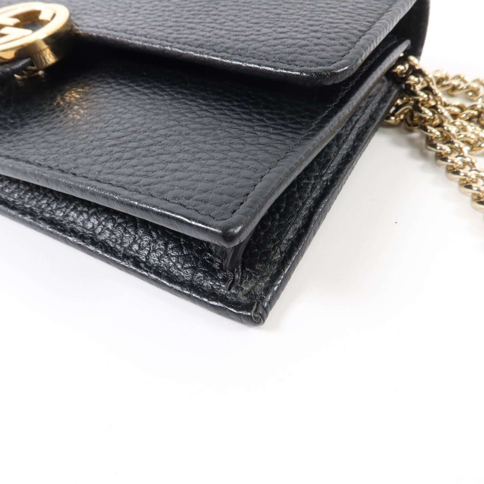 GUCCI 牛皮皮革Interlocking Wallet On Chain金扣鏈帶肩背袋