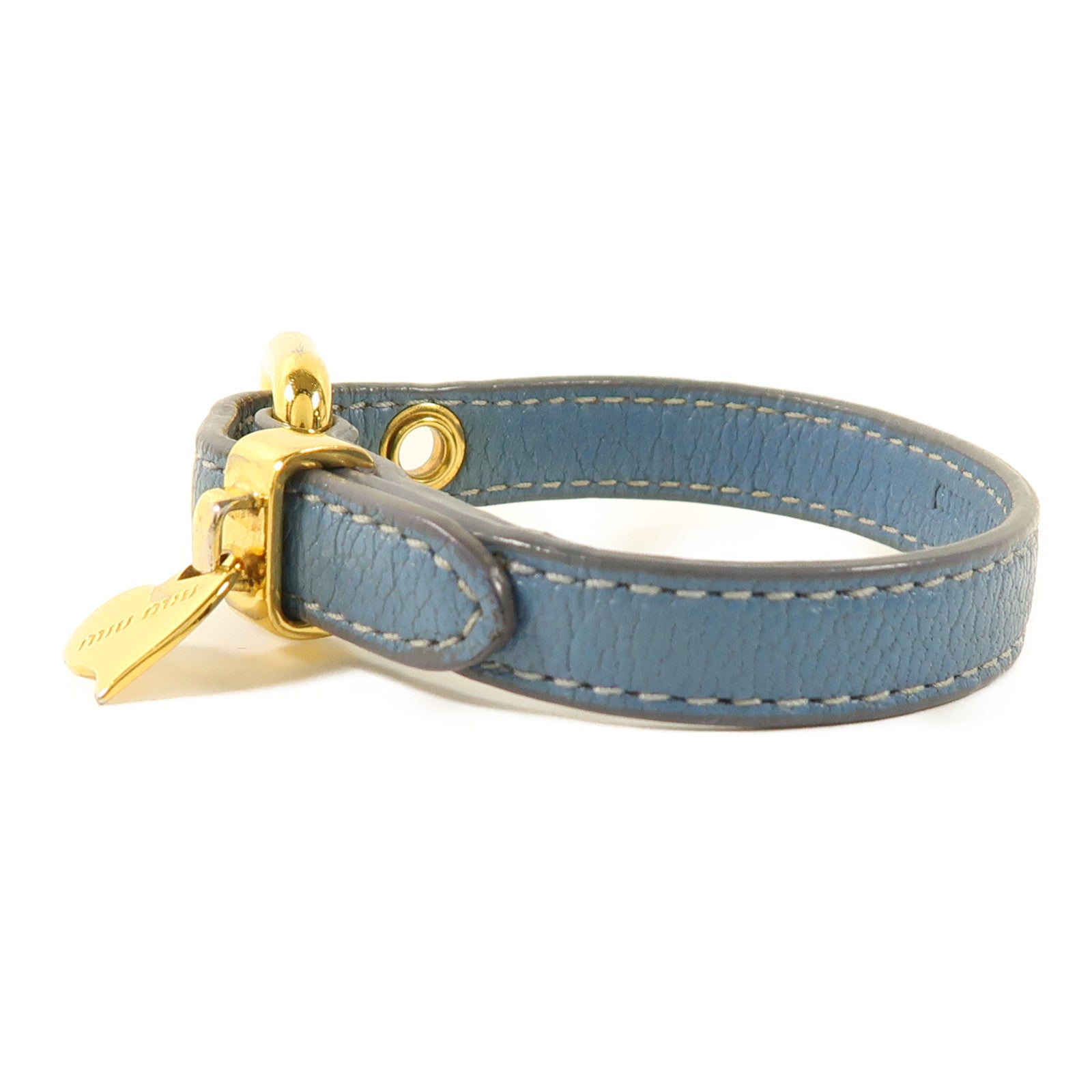 MIU MIU GHW Bracelet Leather Blue