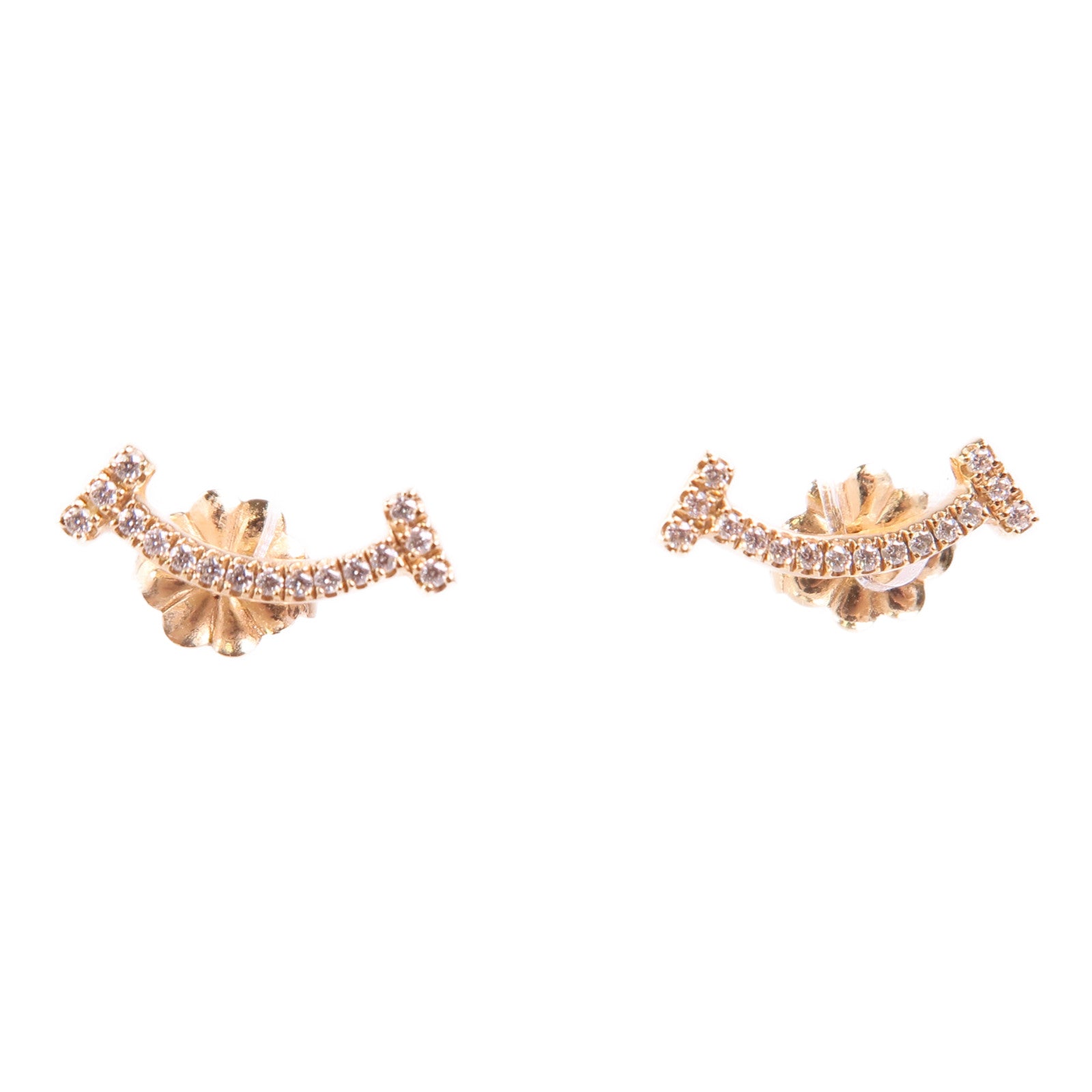 TIFFANY＆CO 18K玫瑰金Mini T Smile Diamond Earrings鑽石耳環