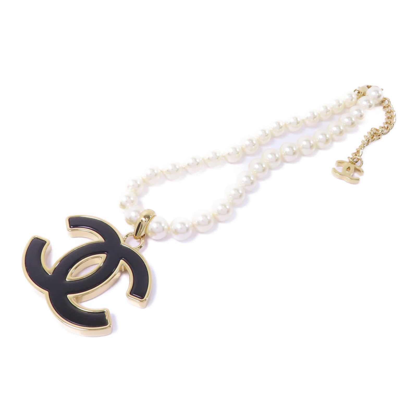 CHANEL PVC/金屬Necklace項鍊黑色/白色/金色