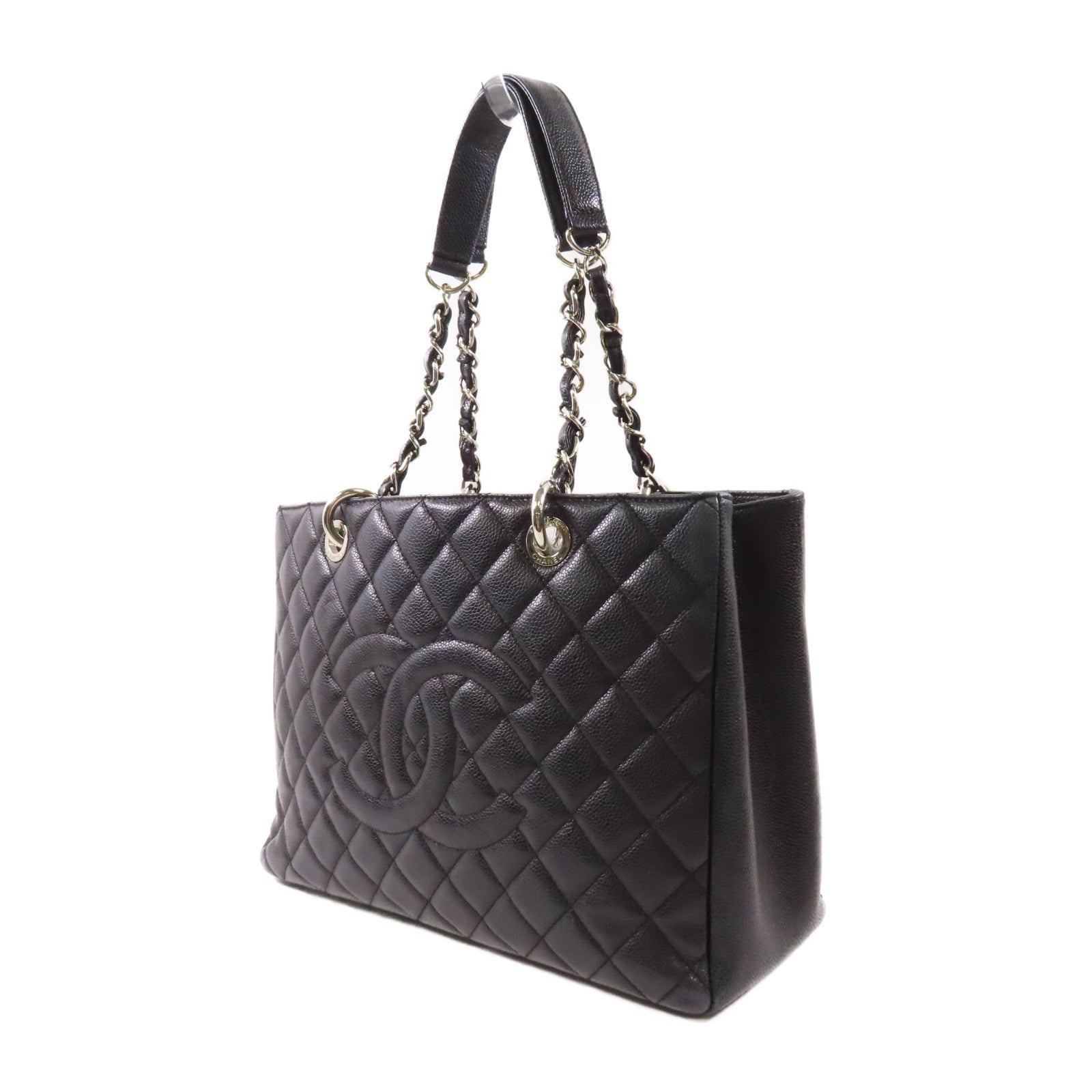 CHANEL 牛皮皮革GST Grand Shopping Tote Bag銀扣鏈帶肩背袋/手挽袋