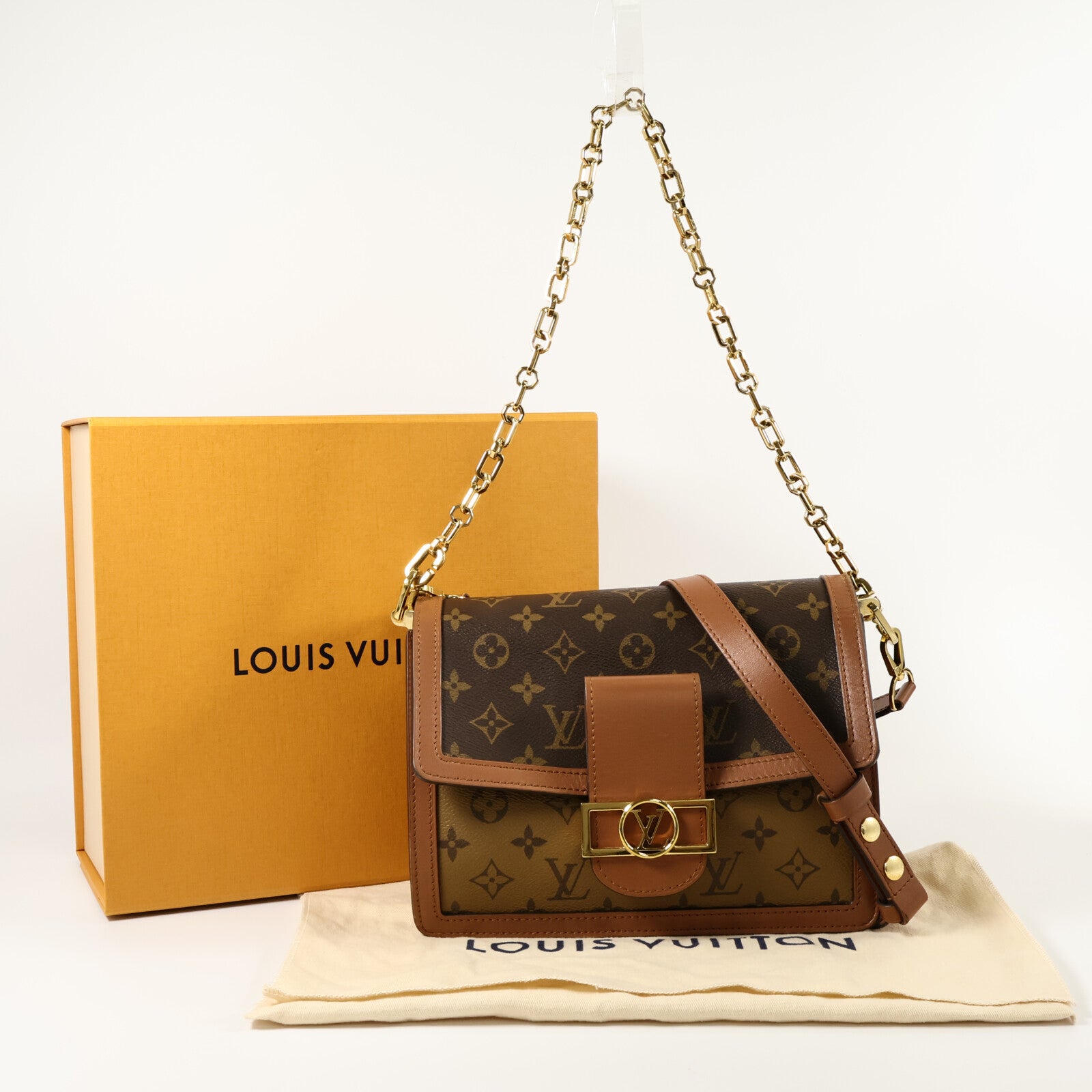 LOUIS VUITTON Monogram Reverse Dauphine MM肩背袋