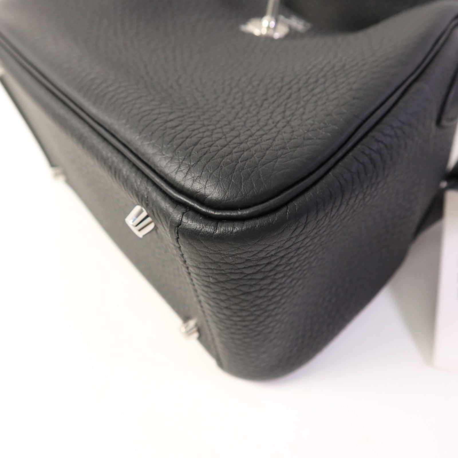 HERMES Clemence皮革Mini Lindy金扣手挽肩背兩用袋Noir