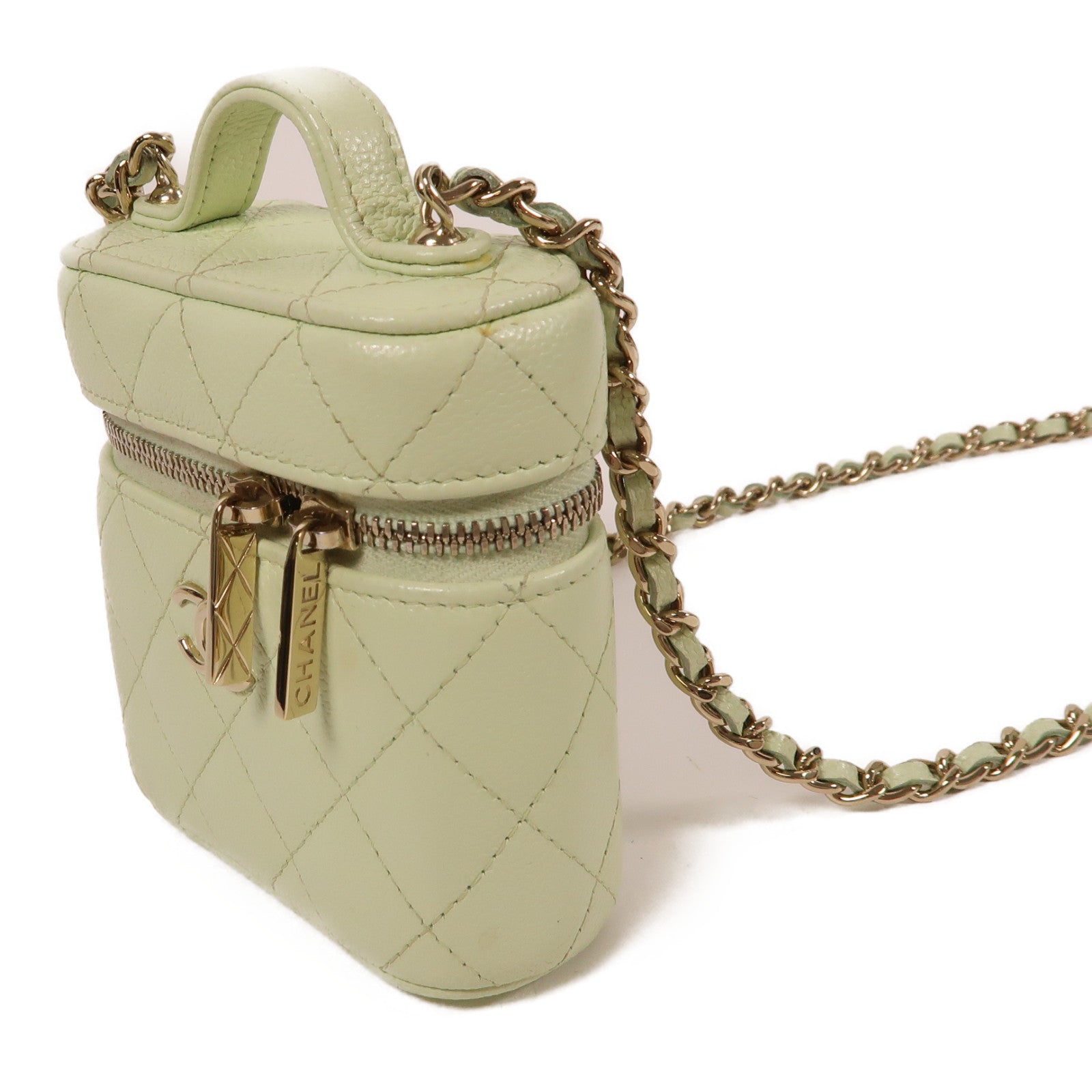 CHANEL 牛皮皮革Chain Shoulder金扣鏈帶肩背袋