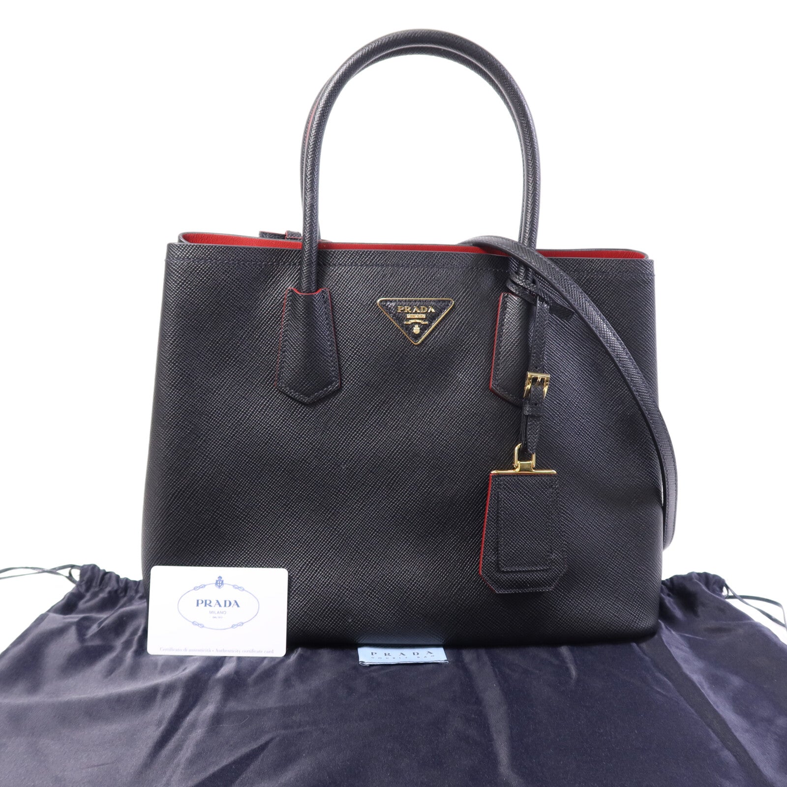PRADA 牛皮皮革2 Way Shoulder Bag金扣手挽肩背兩用袋