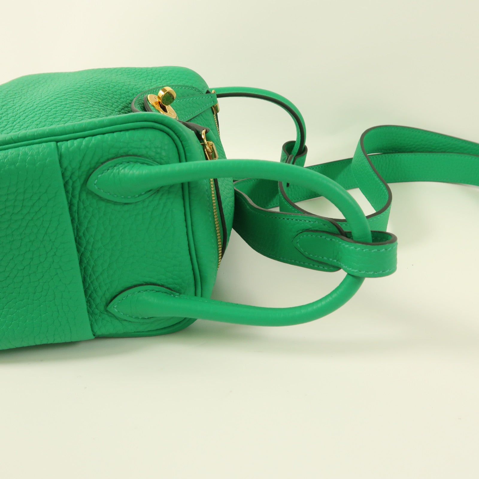 HERMES Clemence皮革Mini Lindy金扣手挽肩背兩用袋Menthe