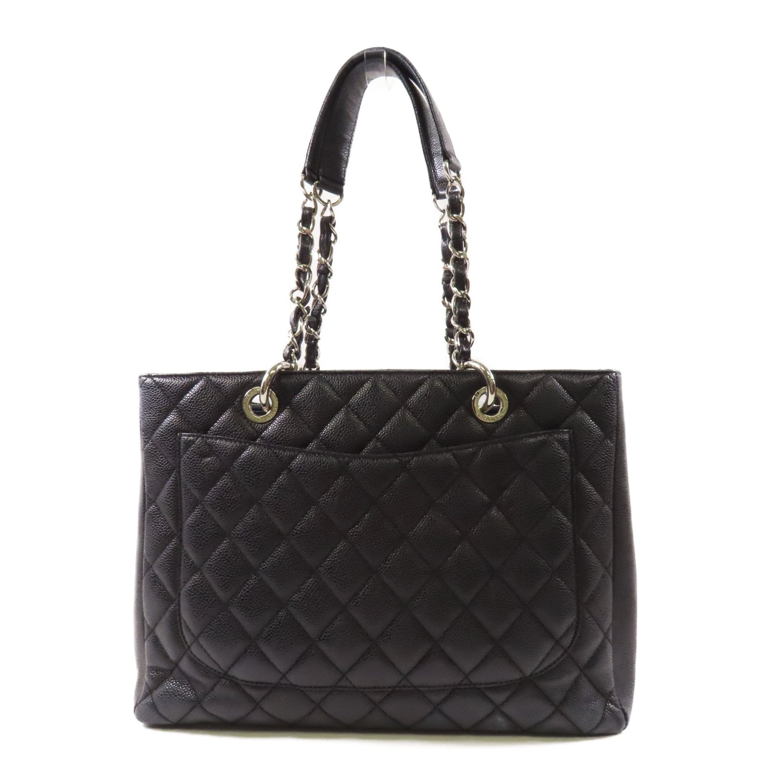 CHANEL 牛皮皮革GST Grand Shopping Tote Bag銀扣鏈帶肩背袋/手挽袋
