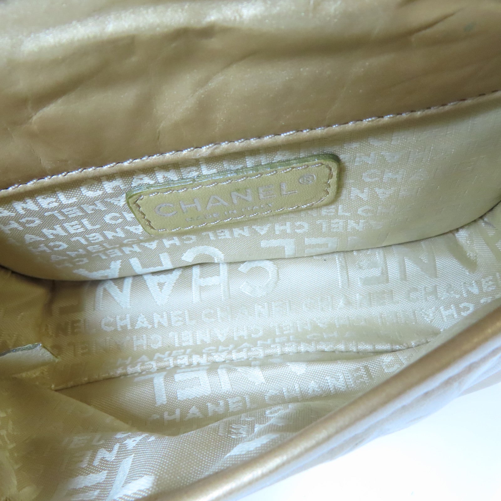 CHANEL 【激減優惠】菱格牛皮皮革Waist Bag銀扣腰包金色