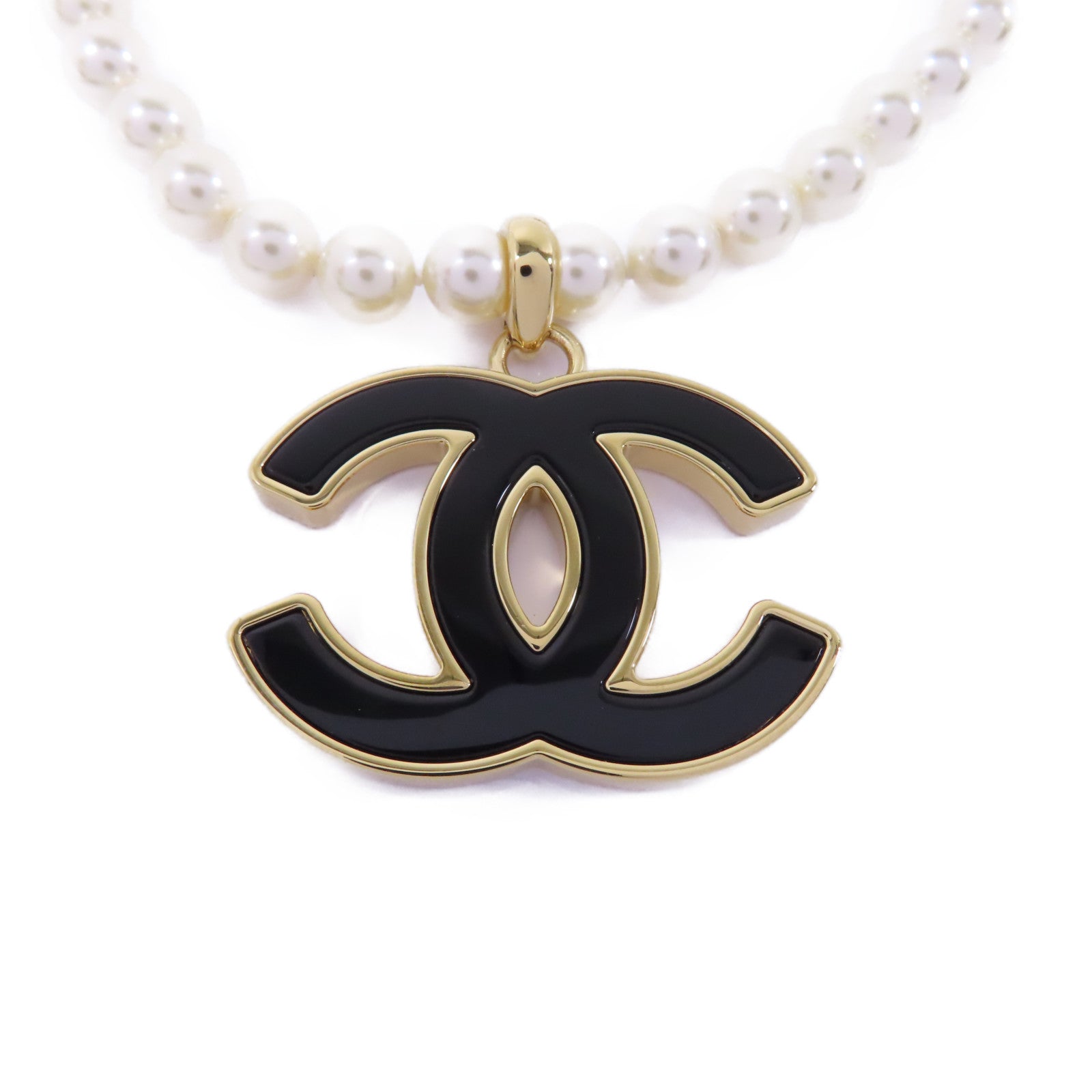 CHANEL PVC/金屬Necklace項鍊黑色/白色/金色