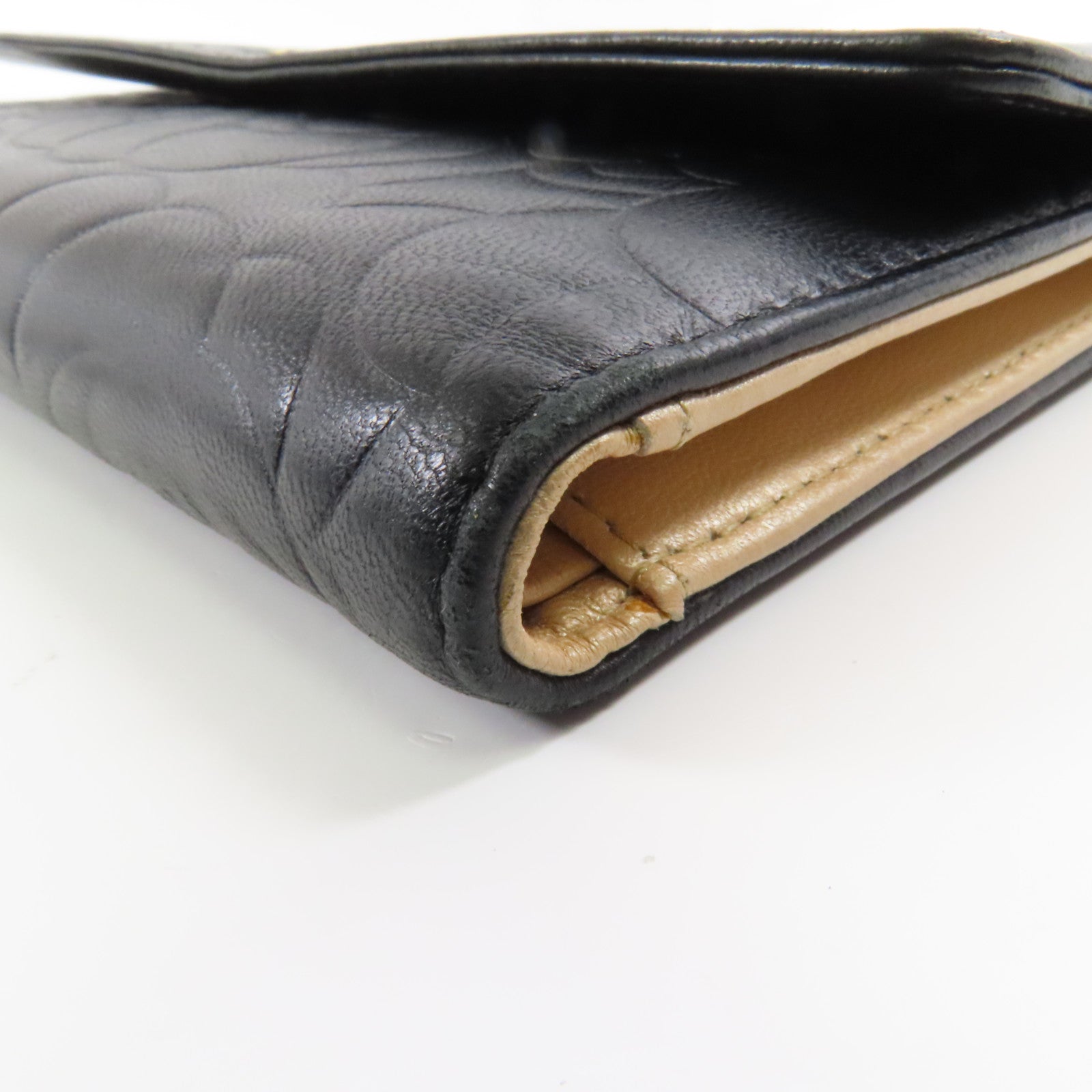 CHANEL CC GHW Pouch Long Wallet Lambskin Leather Black