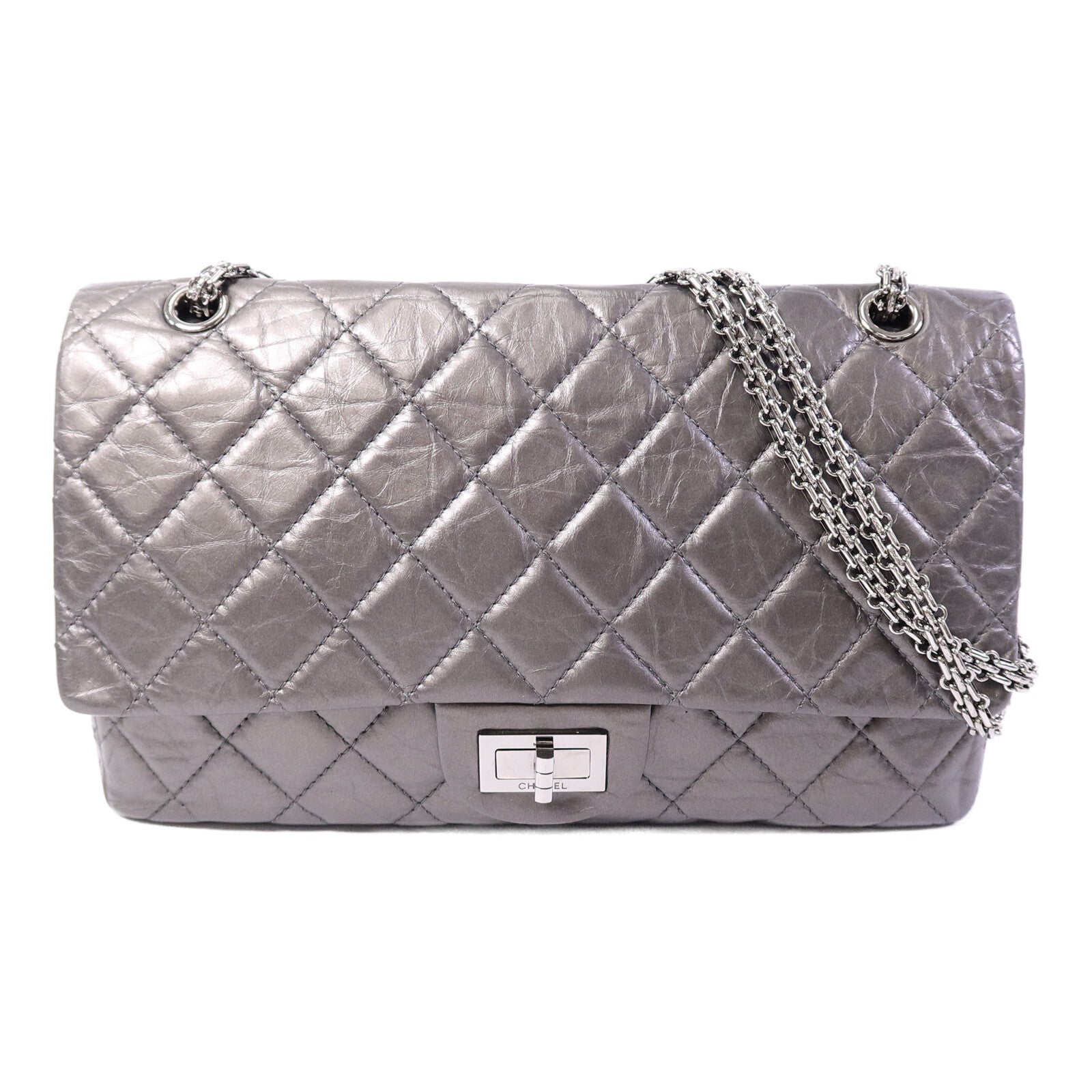 CHANEL 牛皮皮革2.55 Maxi鏈帶肩背袋