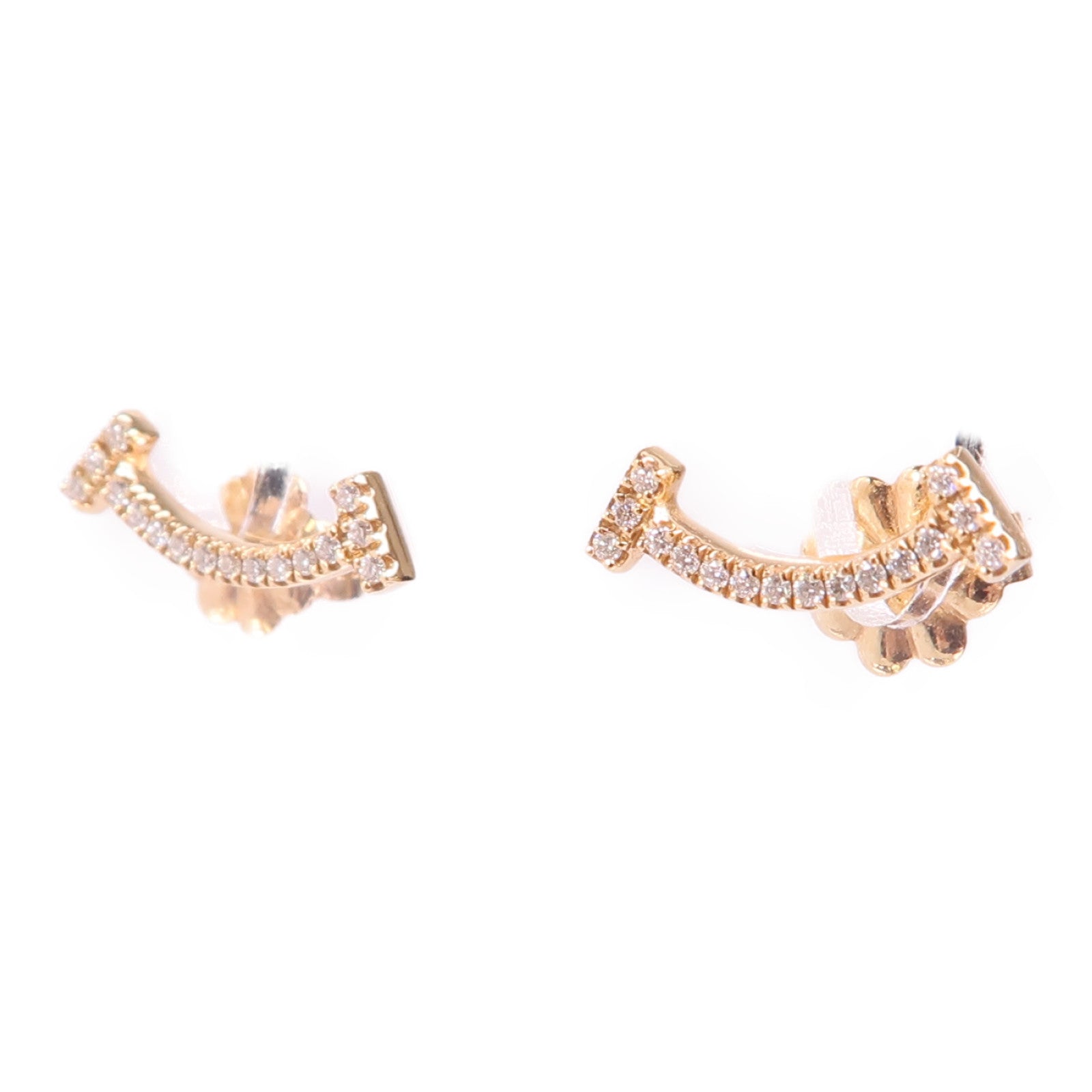TIFFANY＆CO 18K玫瑰金Mini T Smile Diamond Earrings鑽石耳環