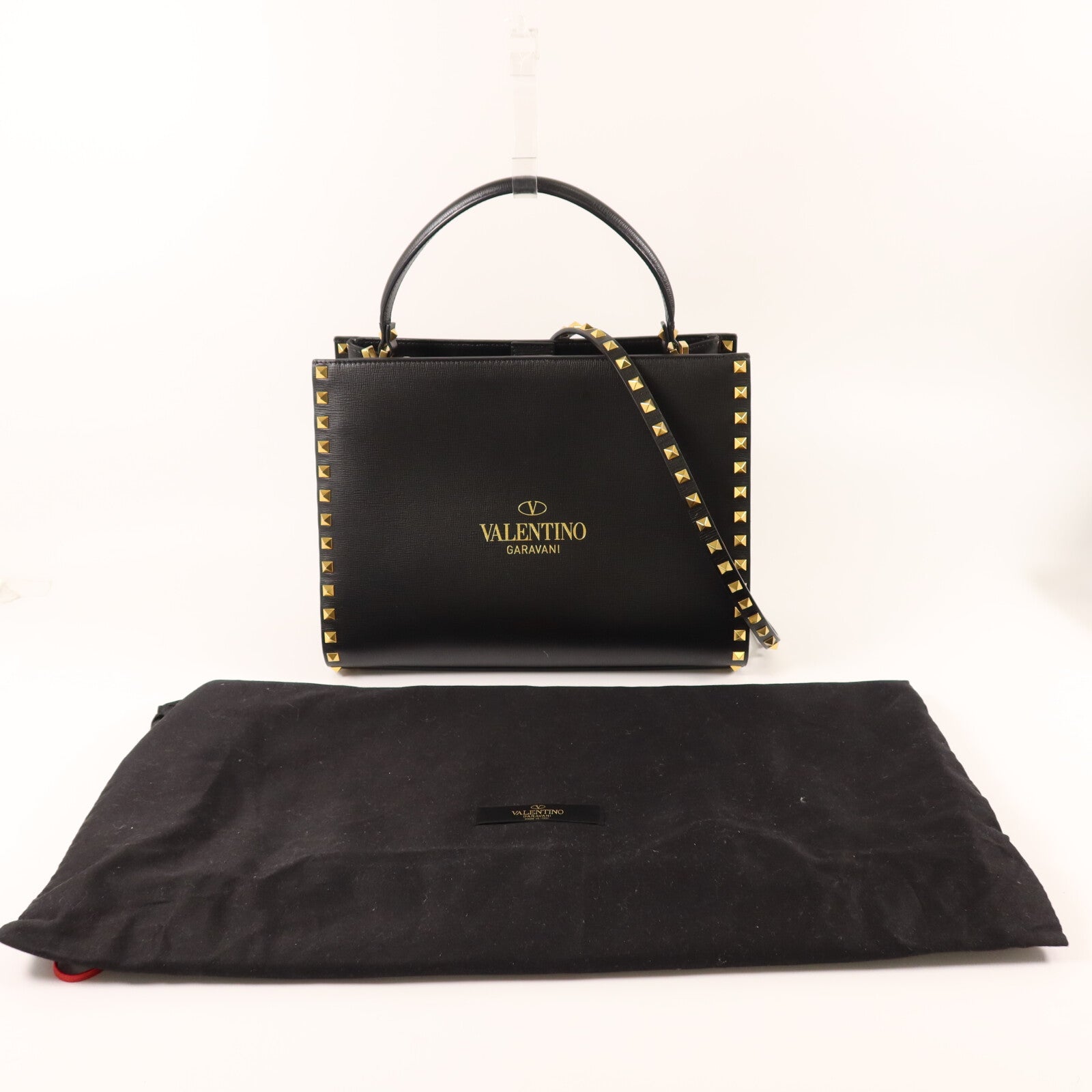Valentino 牛皮皮革Alcove Rockstud Top Handle Medium手挽肩背兩用袋